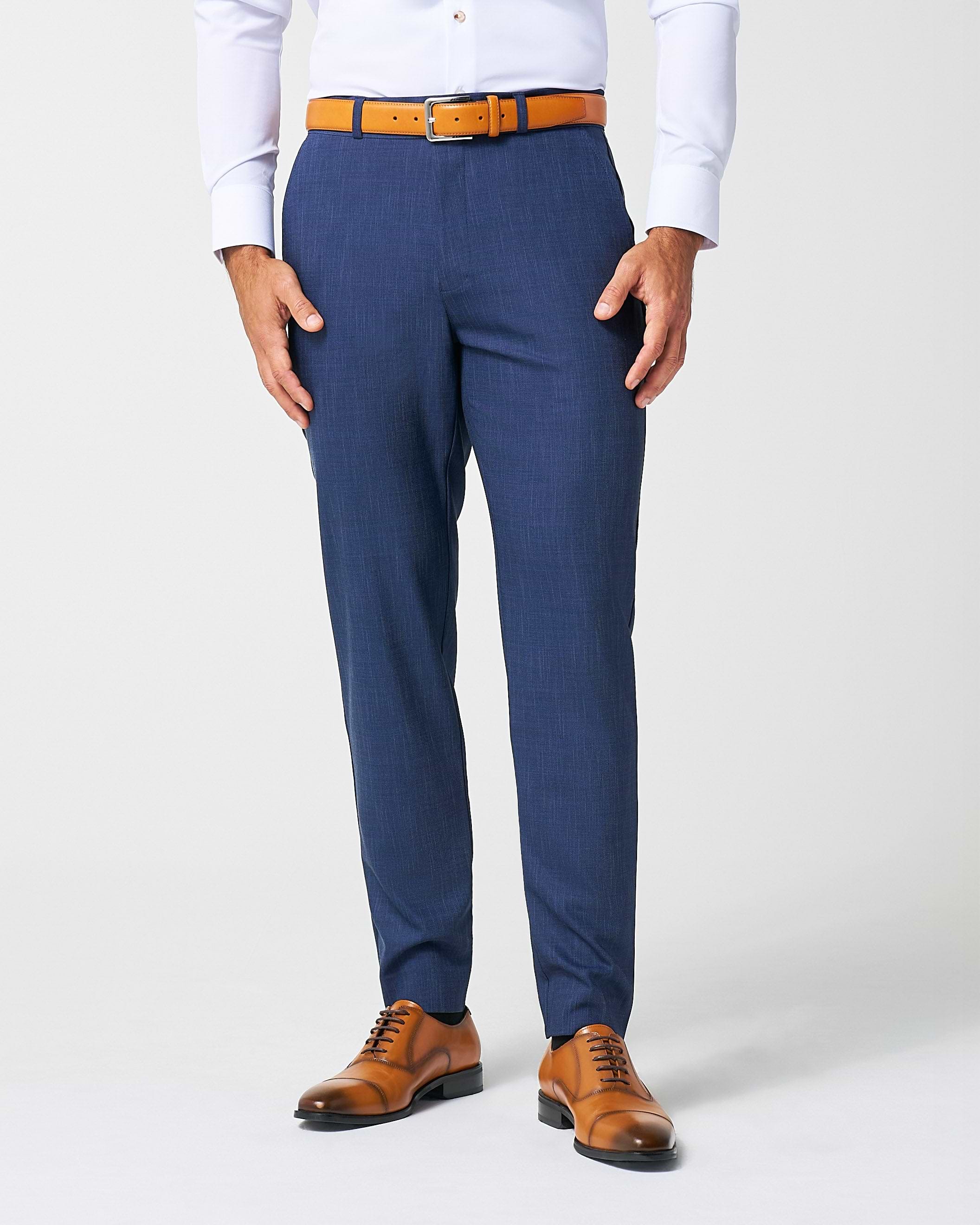 Athletic Fit Stretch Suit Pants - Heathered Navy