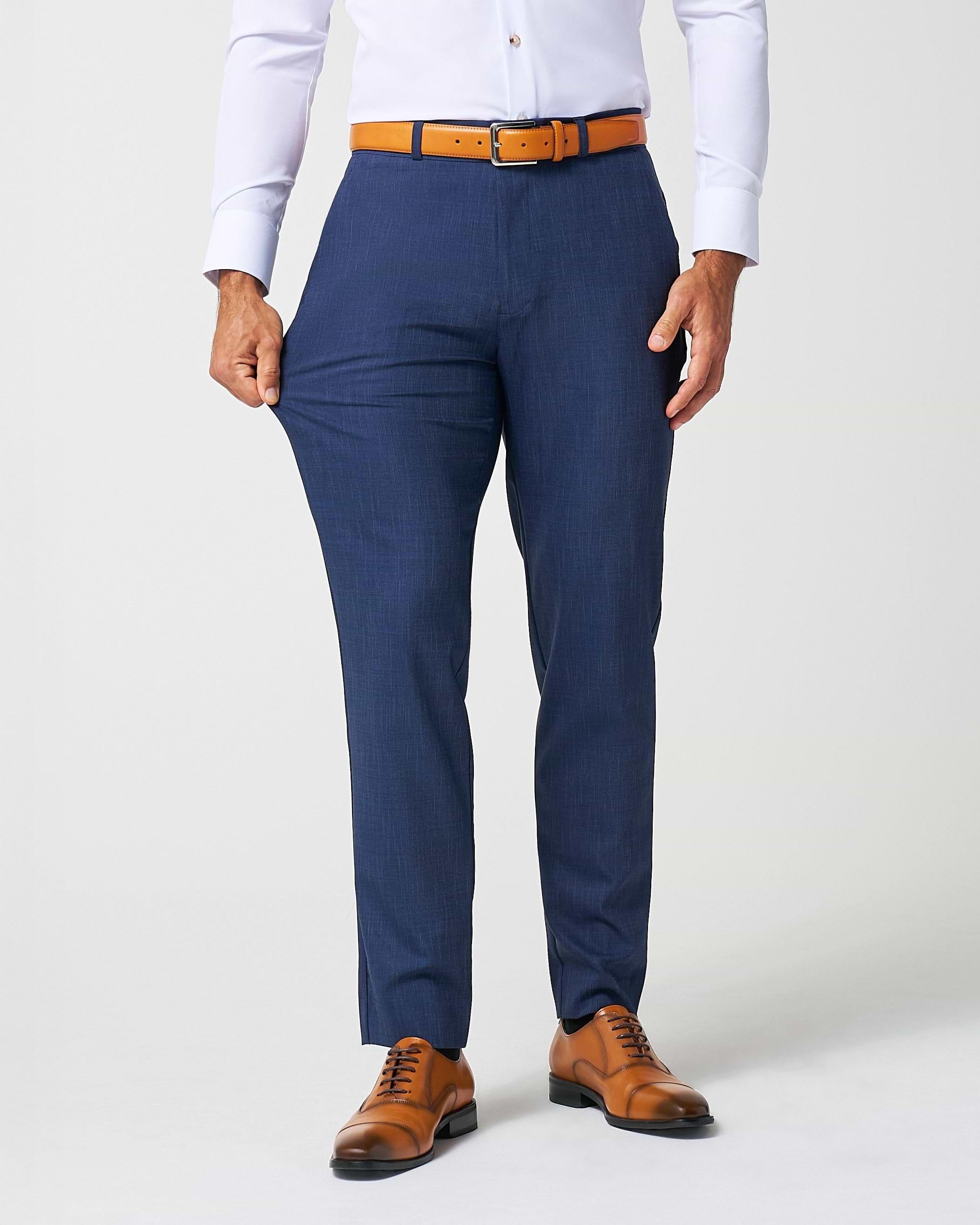 Athletic Fit Stretch Suit Pants - Heathered Navy