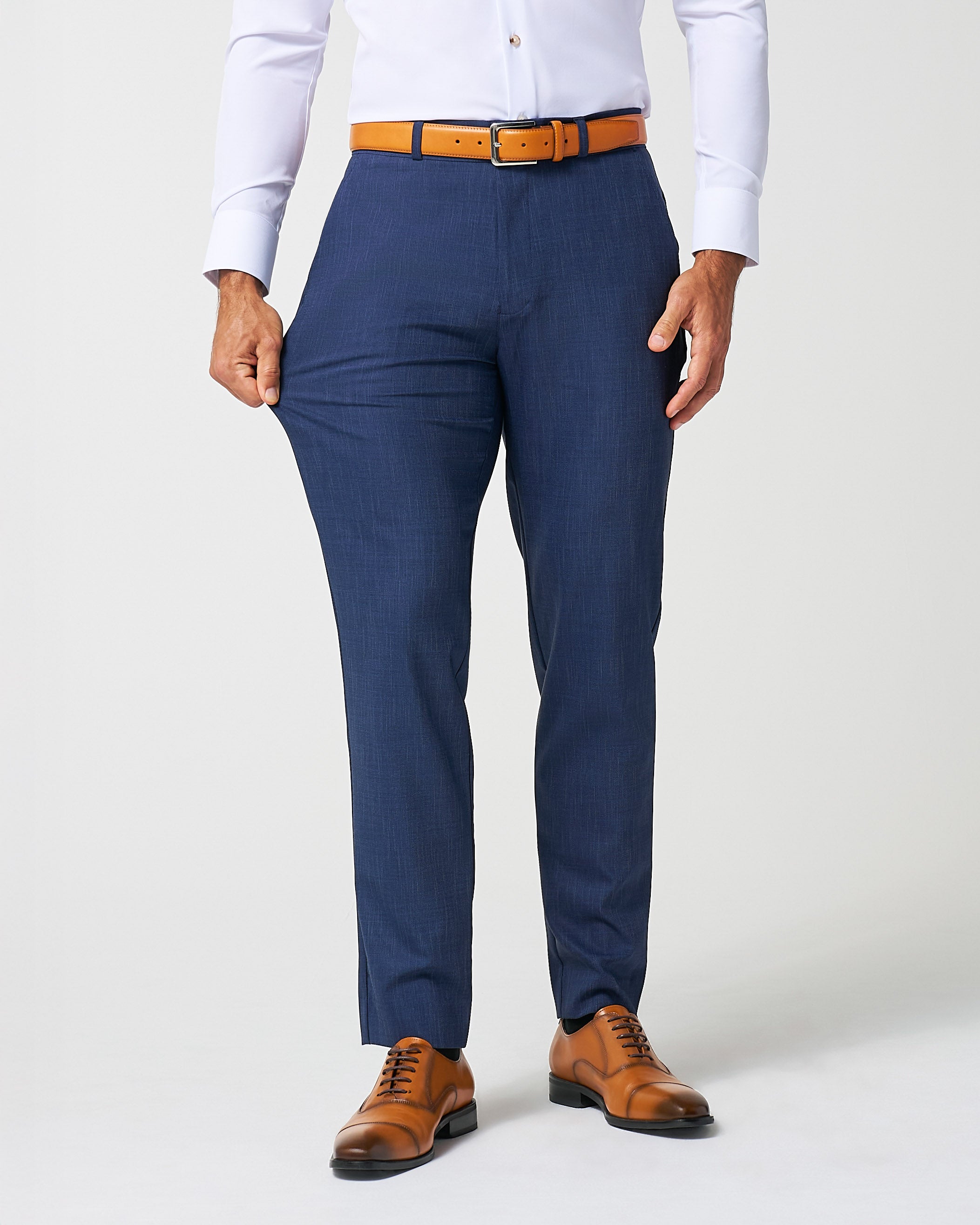 Athletic Fit Stretch Suit Pants - Heathered Navy