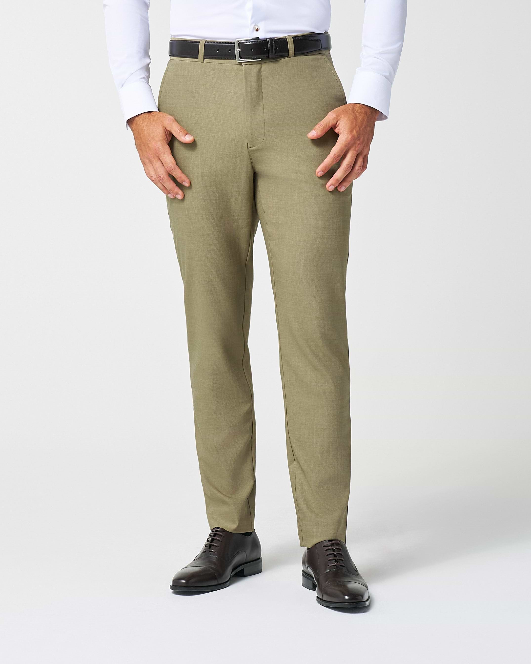 Athletic Fit Stretch Suit Pants - Heathered Olive