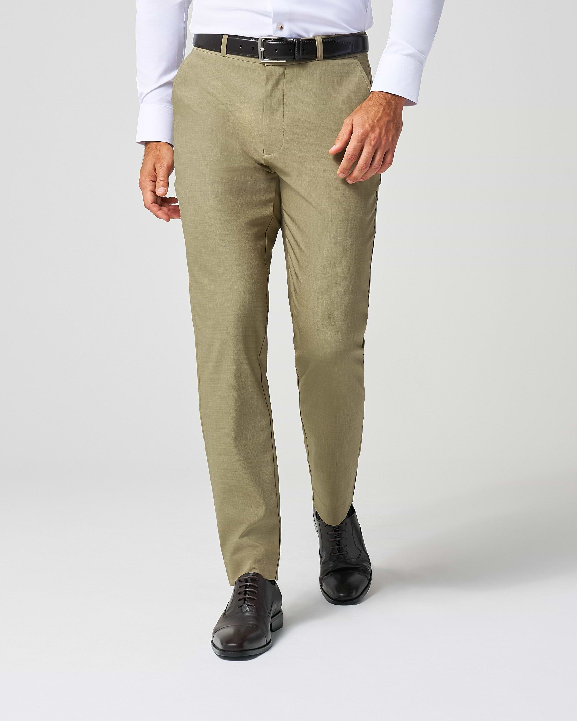 Athletic Fit Stretch Suit Pants - Heathered Olive