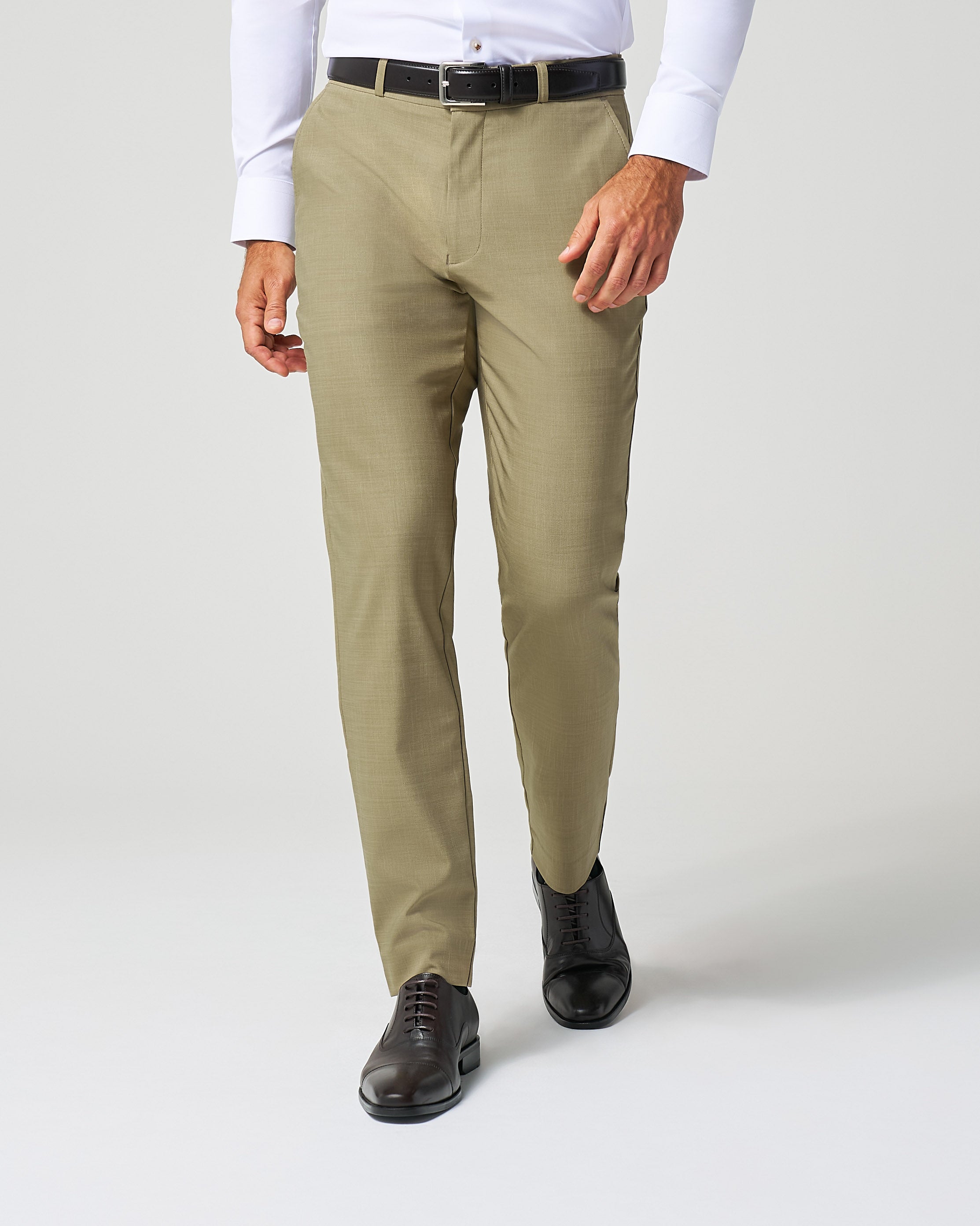 Athletic Fit Stretch Suit Pants - Heathered Olive