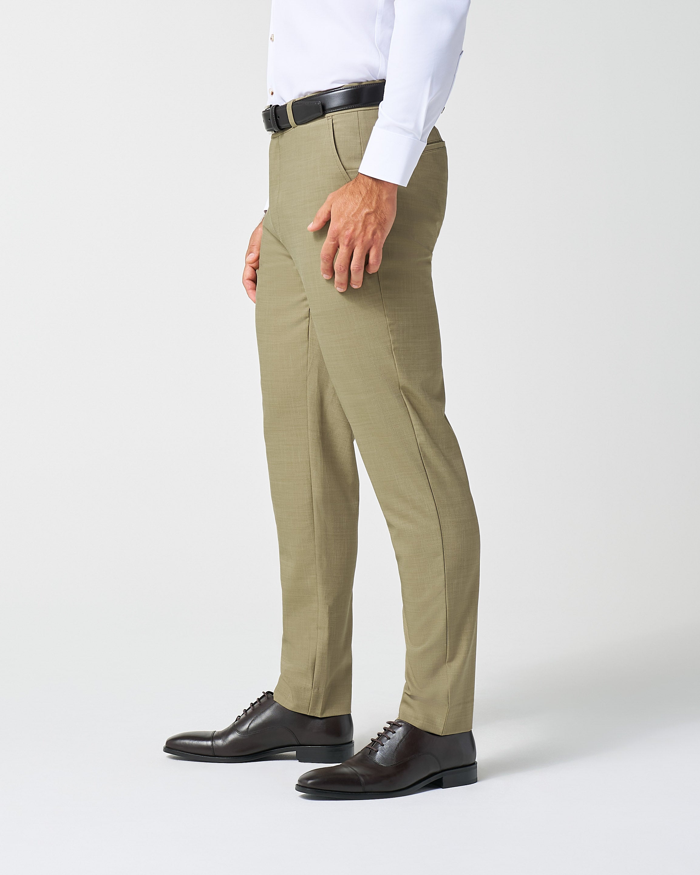 Athletic Fit Stretch Suit Pants - Heathered Olive