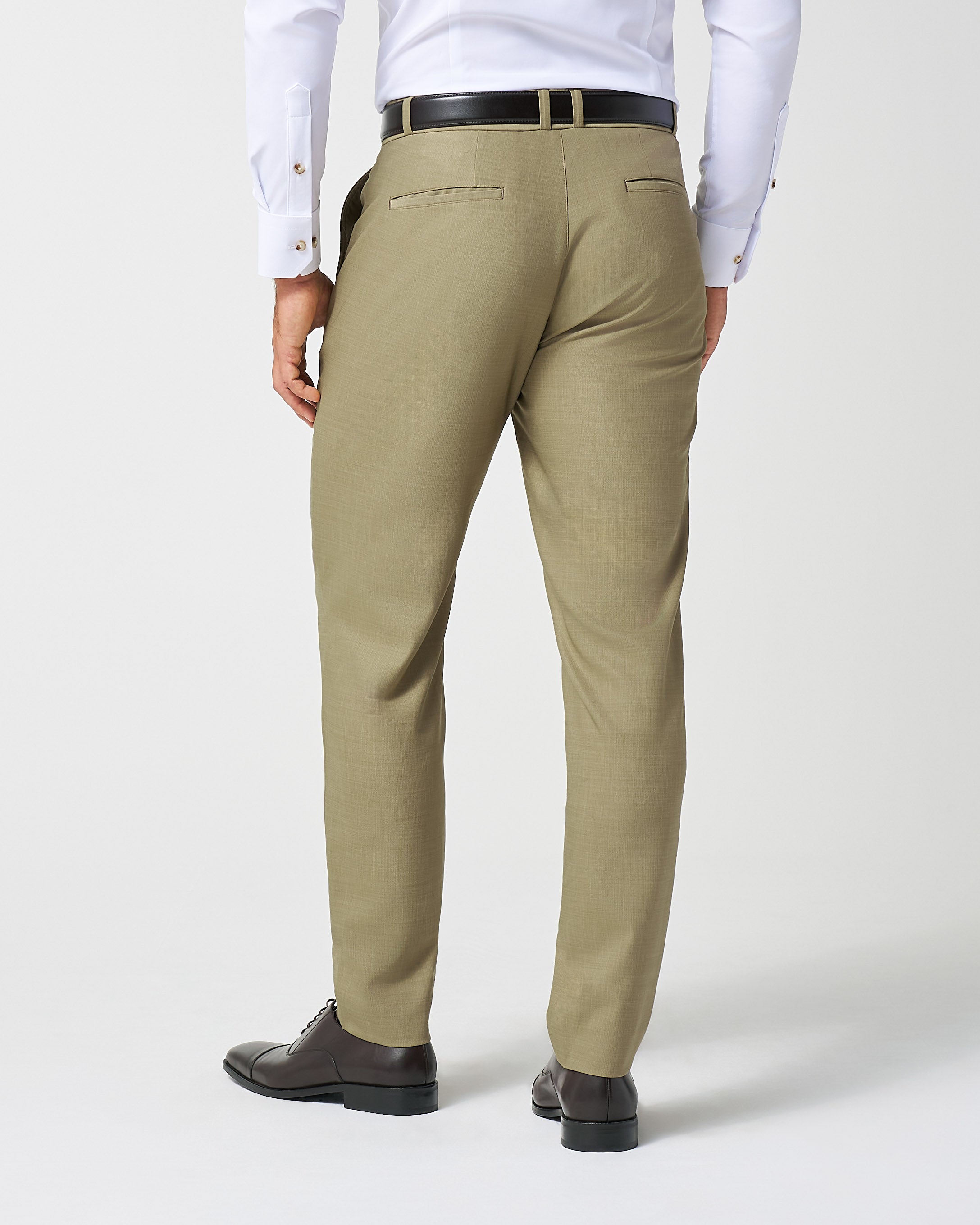 Athletic Fit Stretch Suit Pants - Heathered Olive