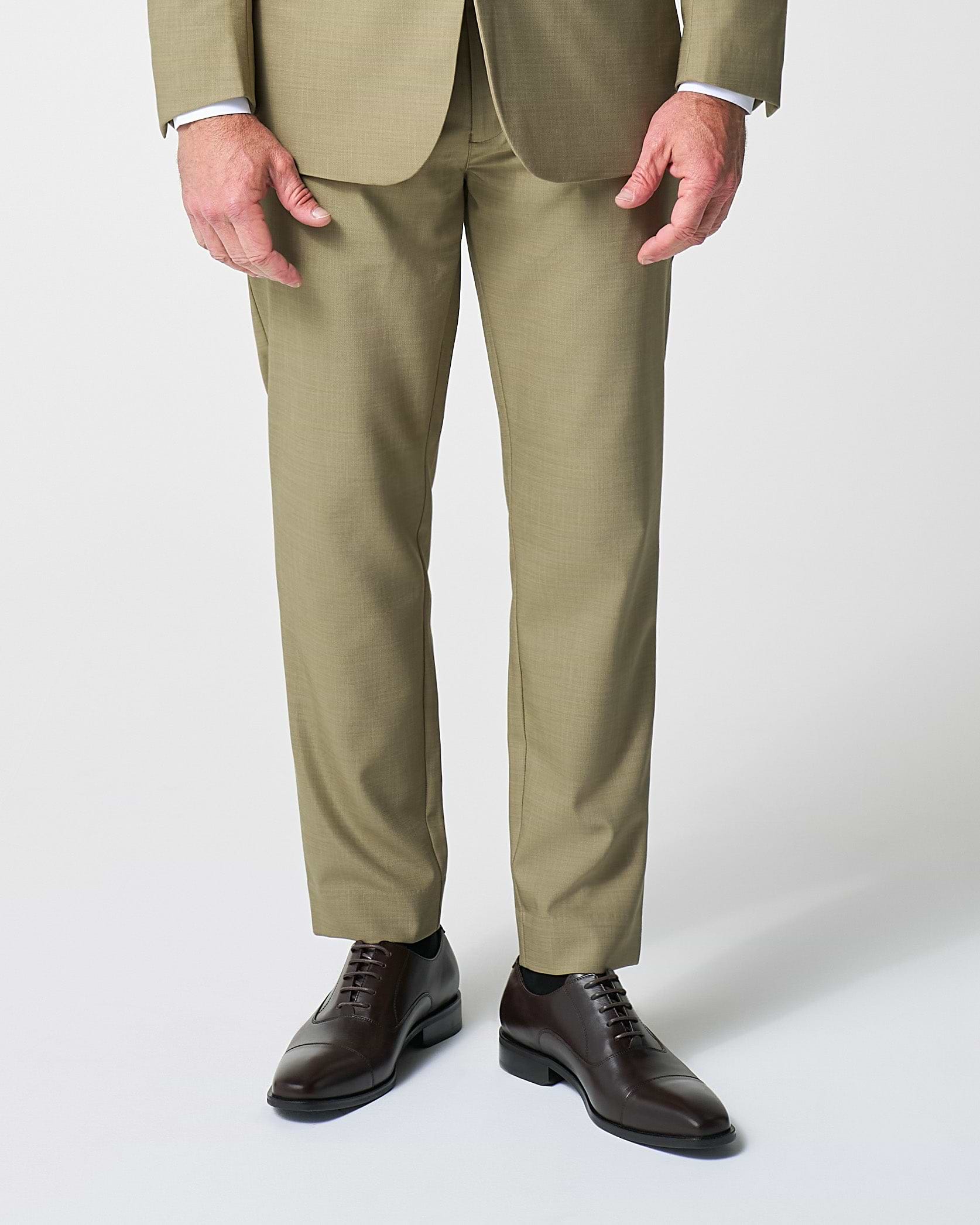 Athletic Fit Stretch Suit Pants - Heathered Olive