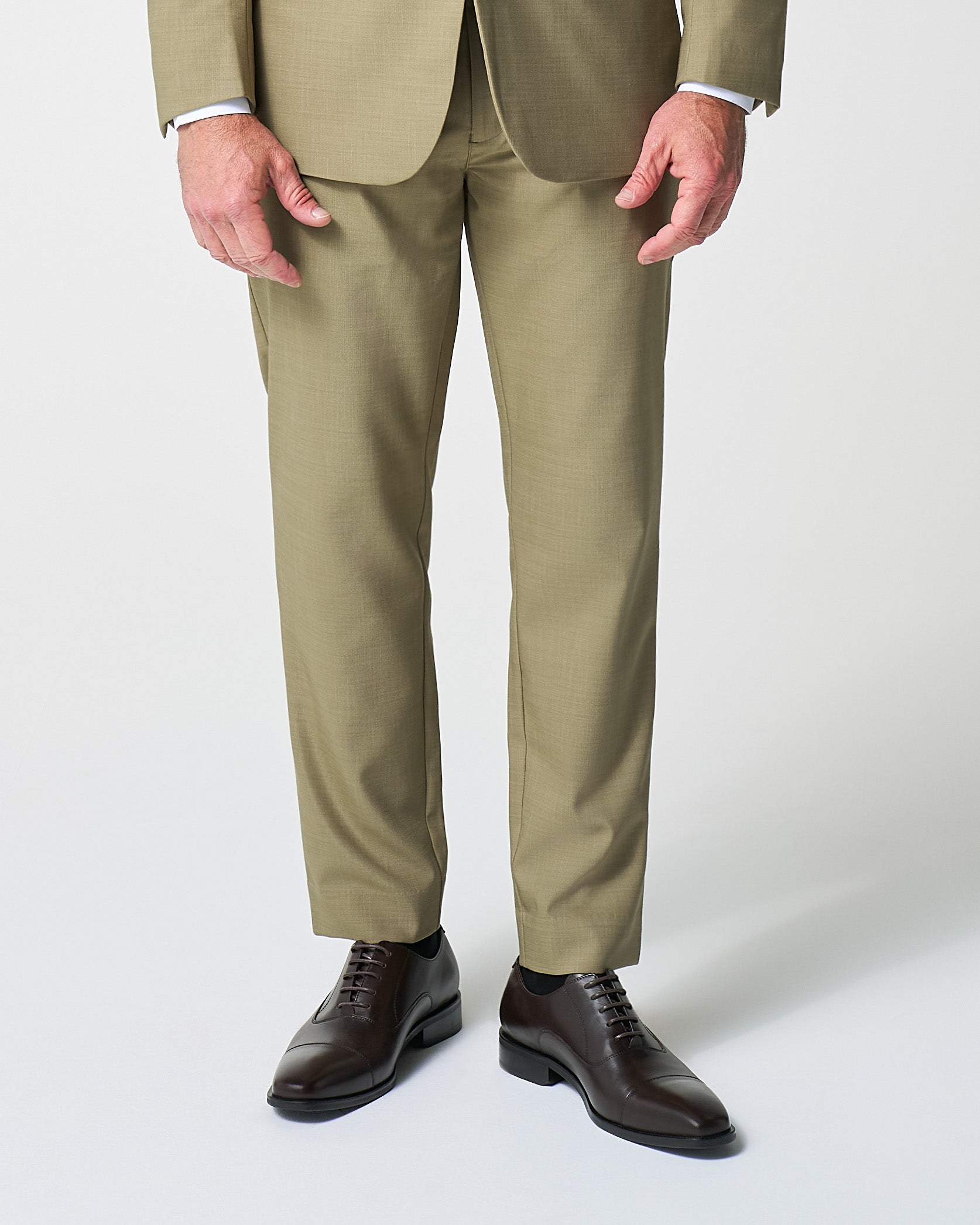 Athletic Fit Stretch Suit Pants - Heathered Olive