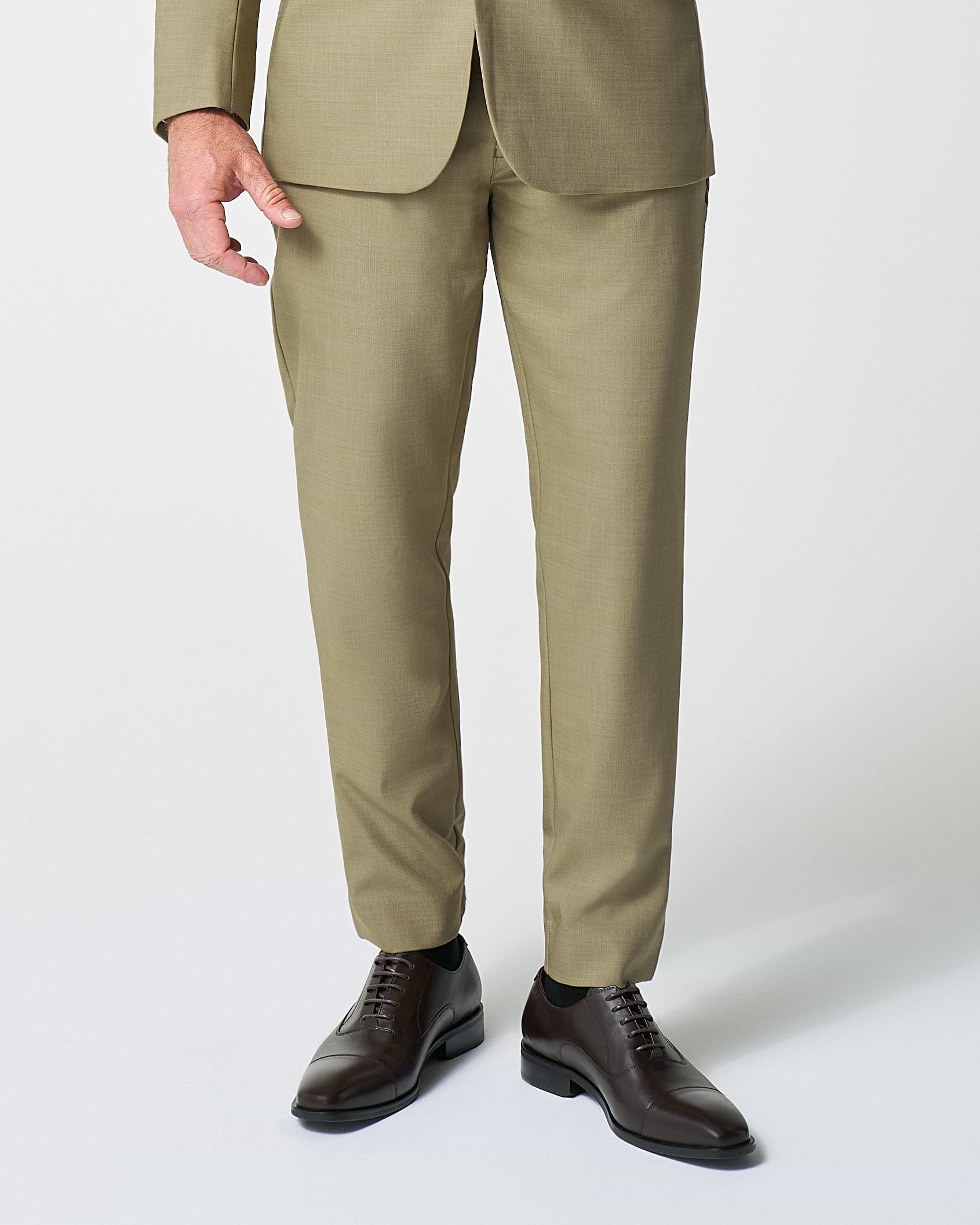 Athletic Fit Stretch Suit Pants - Heathered Olive
