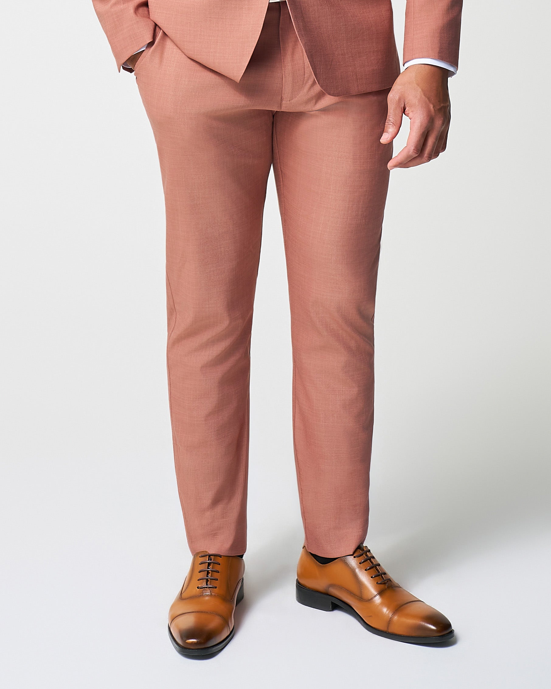 Athletic Fit Stretch Suit Pants - Heathered Salmon