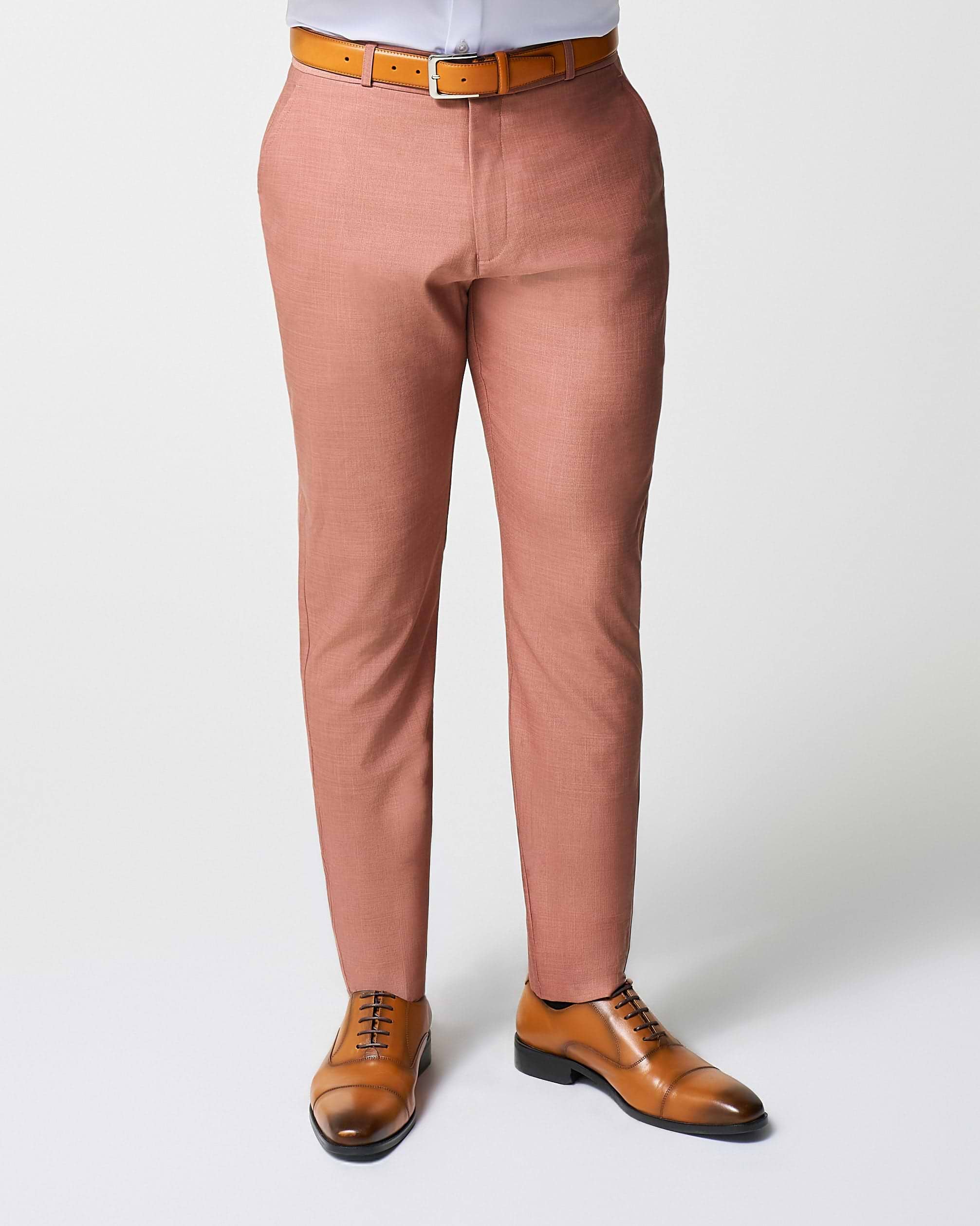 Athletic Fit Stretch Suit Pants - Heathered Salmon