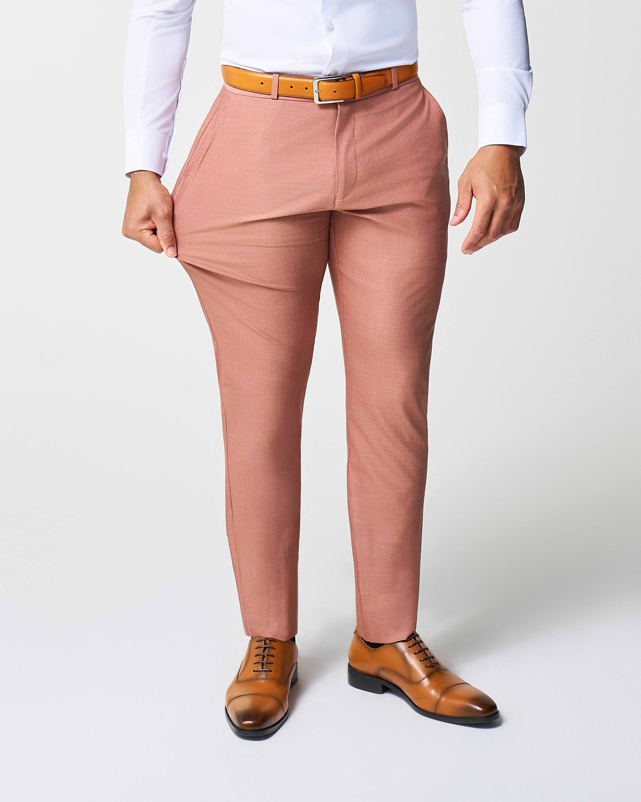 Athletic Fit Stretch Suit Pants - Heathered Salmon