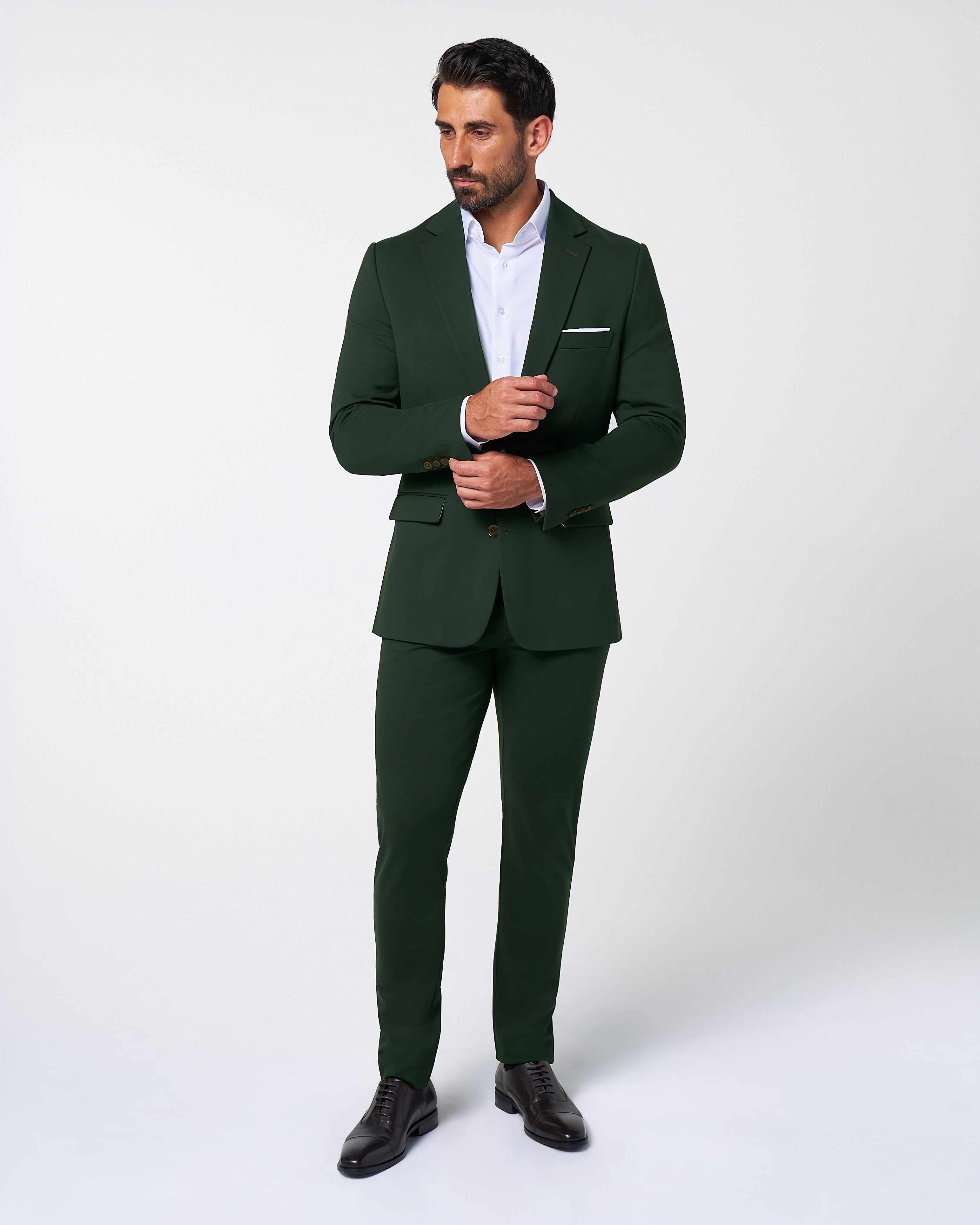 Athletic Fit Stretch Suit Pants - Solid Hunter Green