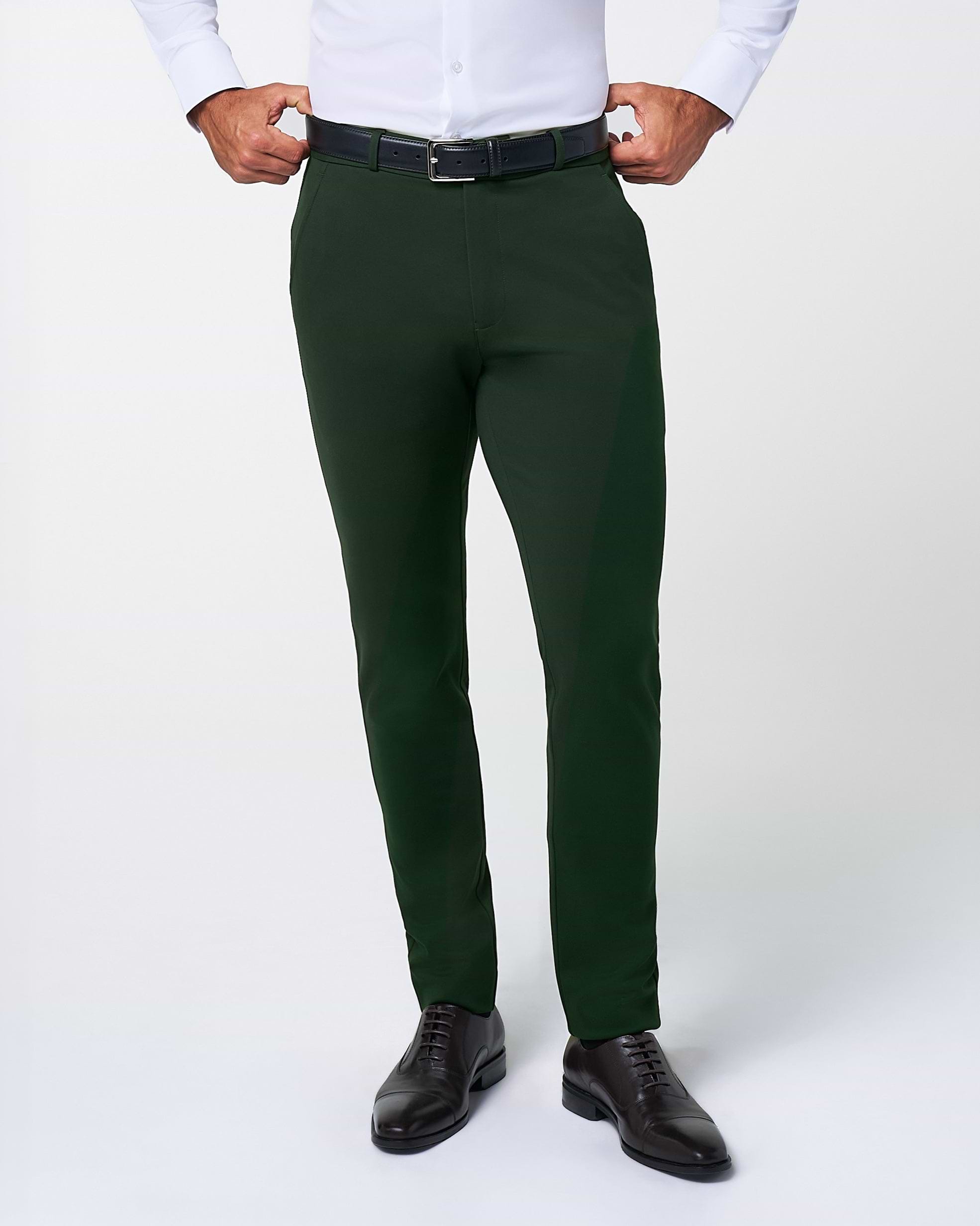 Athletic Fit Stretch Suit Pants - Solid Hunter Green