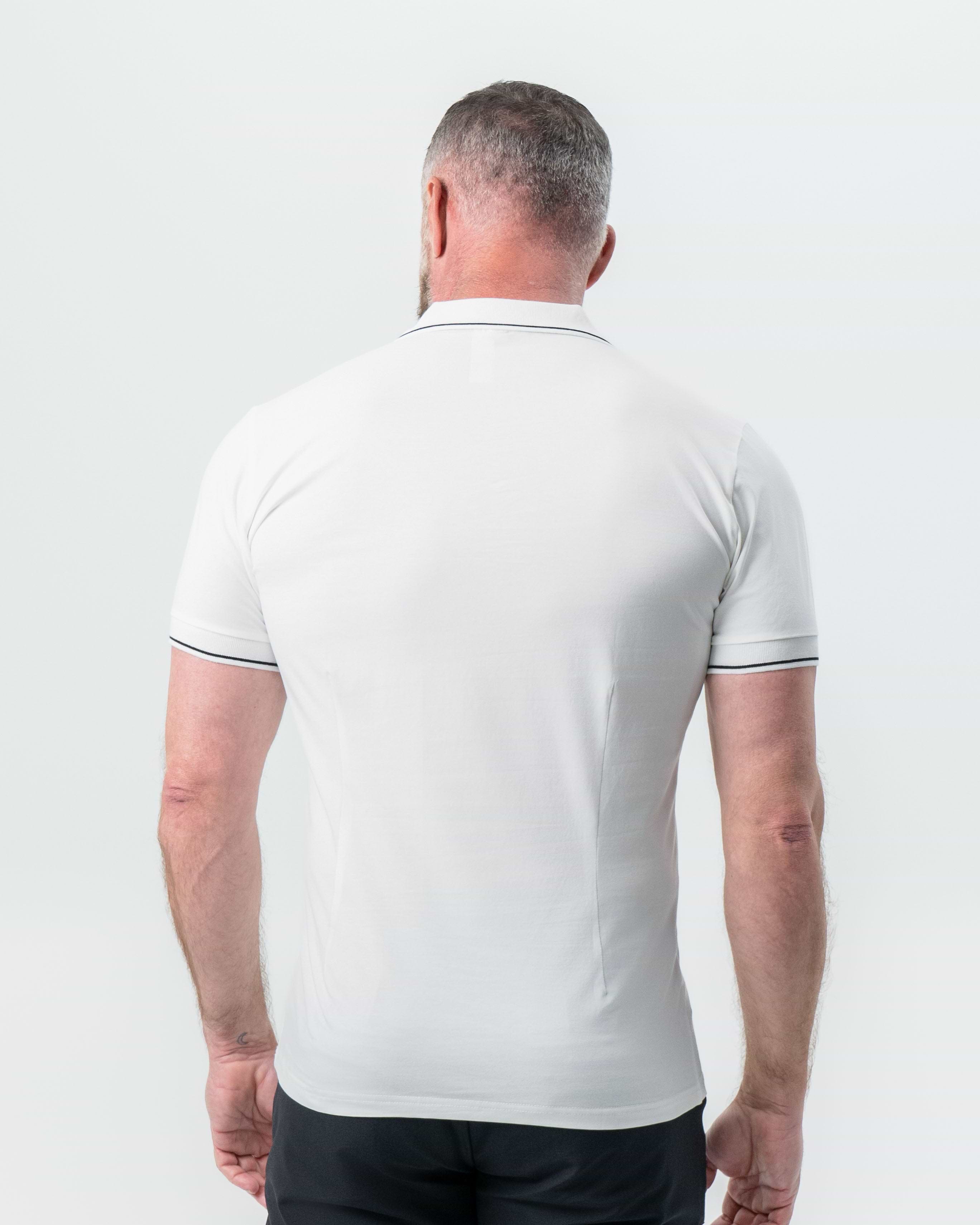 "The Parkway" White with Black Tipped Polo