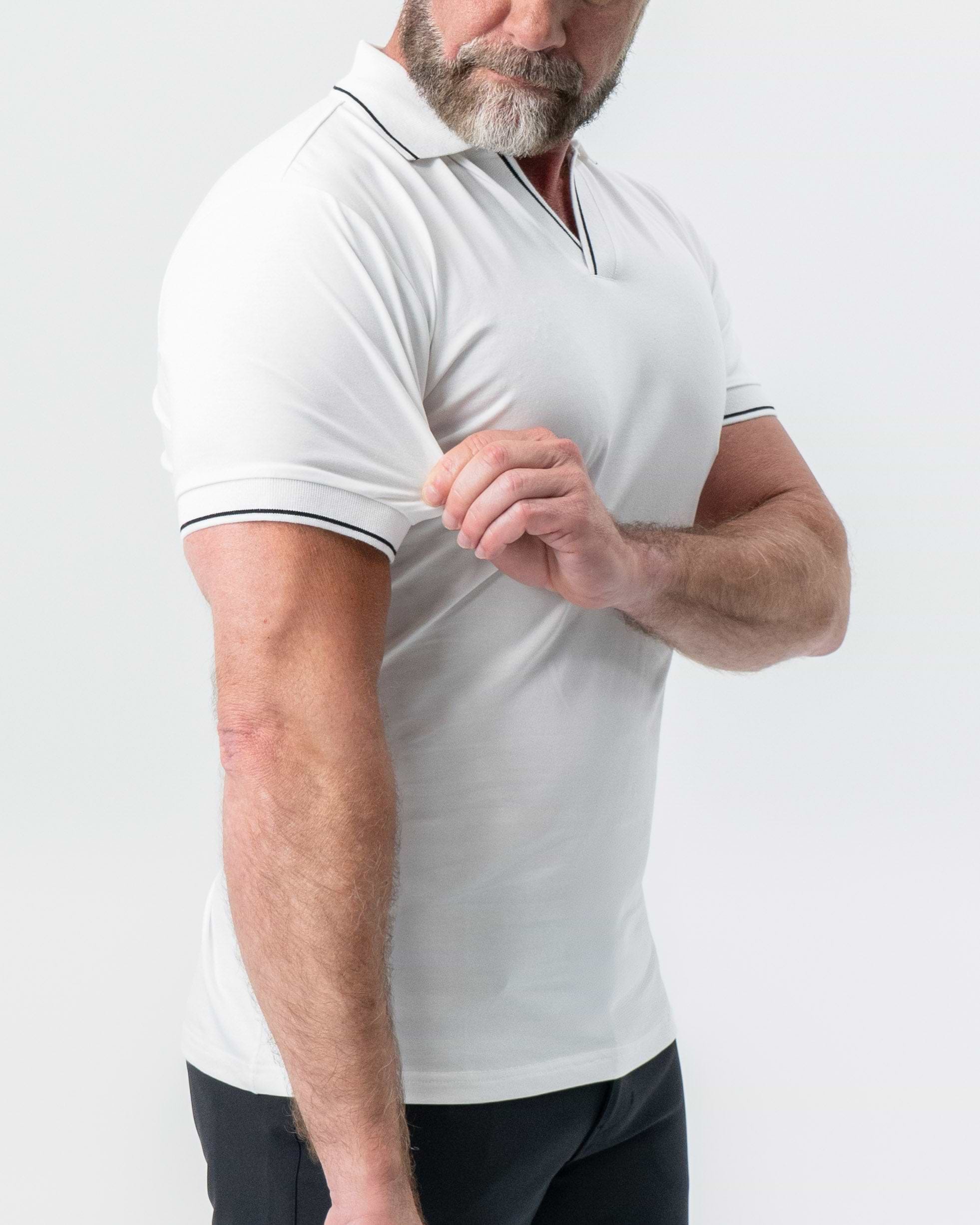 "The Parkway" White with Black Tipped Polo