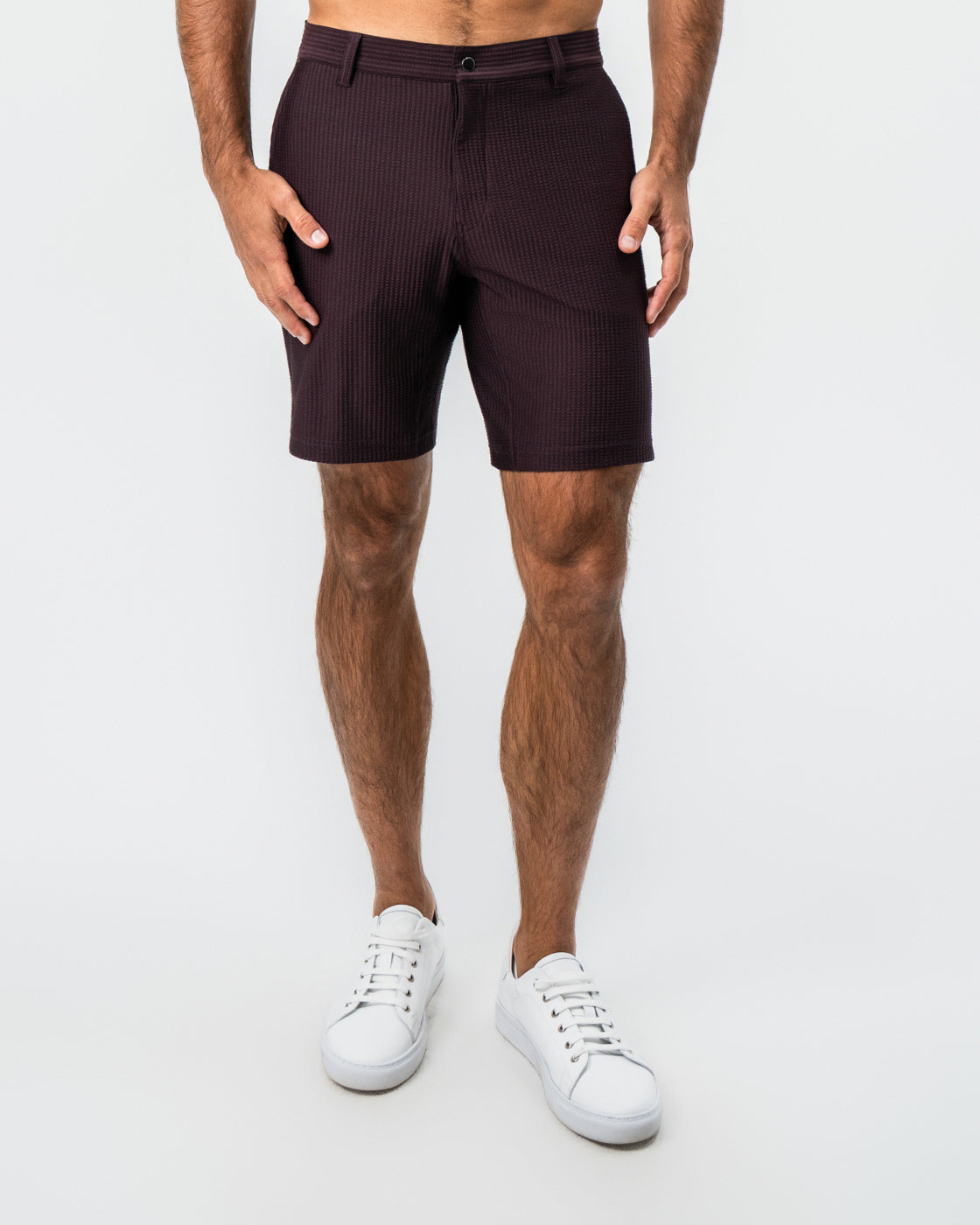 Athletic Fit Shorts - Plum Seersucker