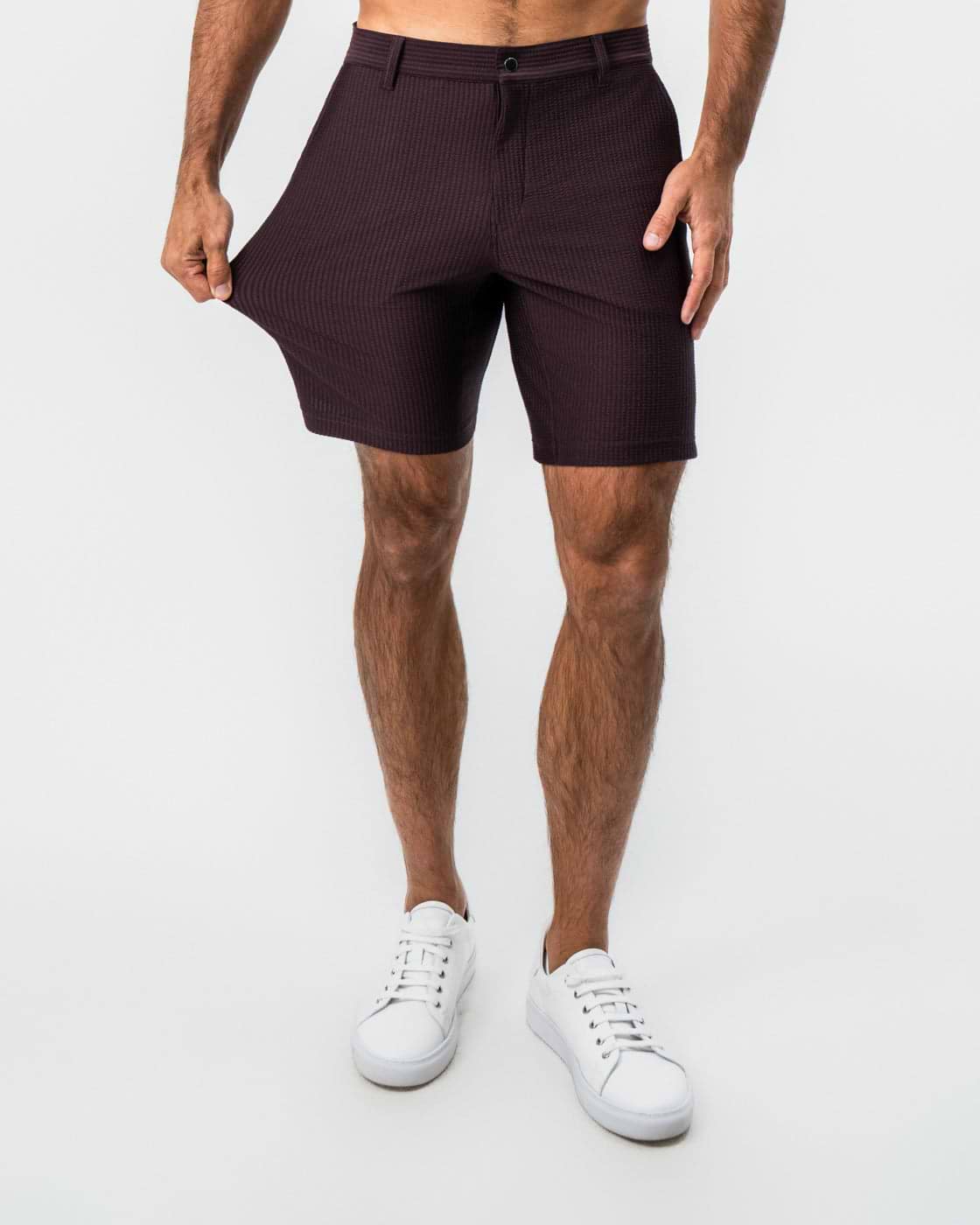 Athletic Fit Shorts - Plum Seersucker