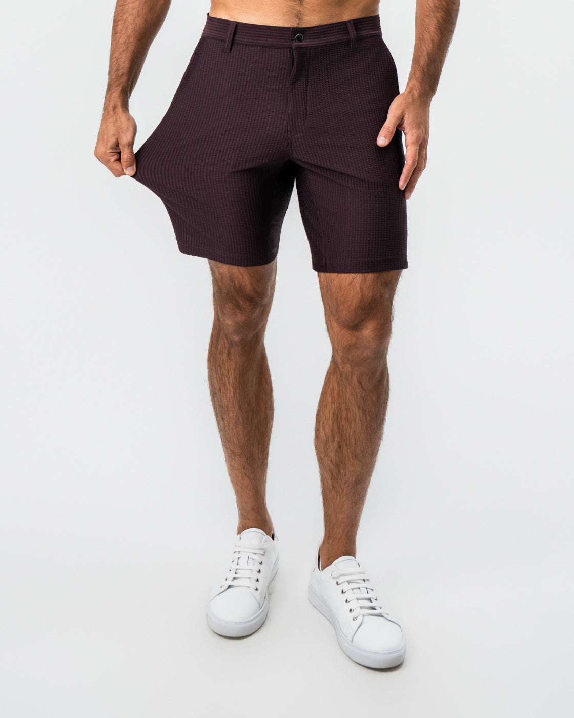 Athletic Fit Shorts - Plum Seersucker