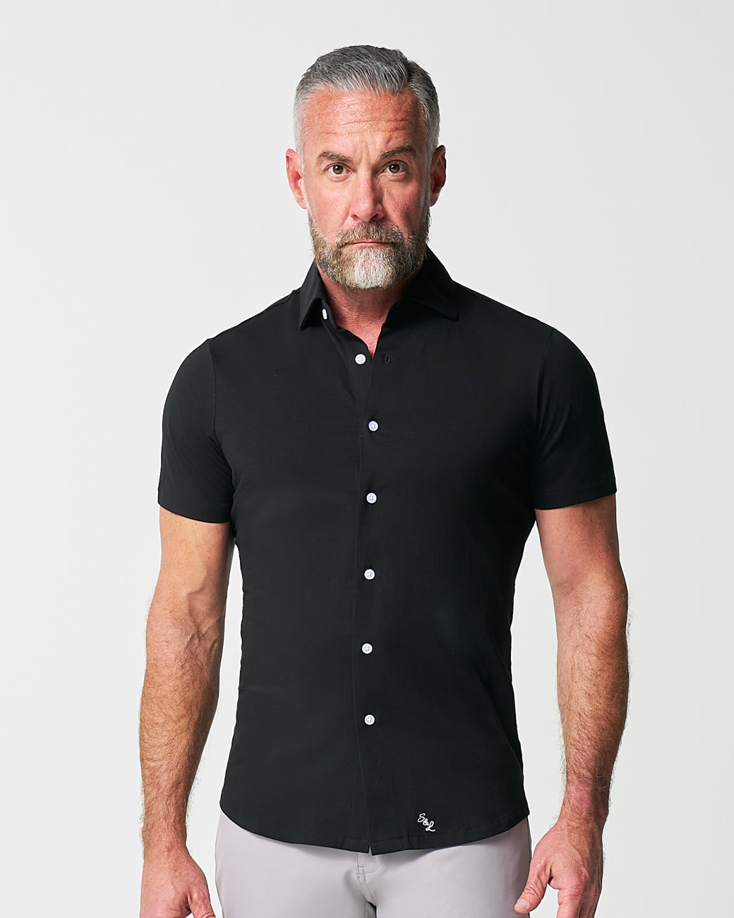 "The Roth" Black Short Sleeve Button Down