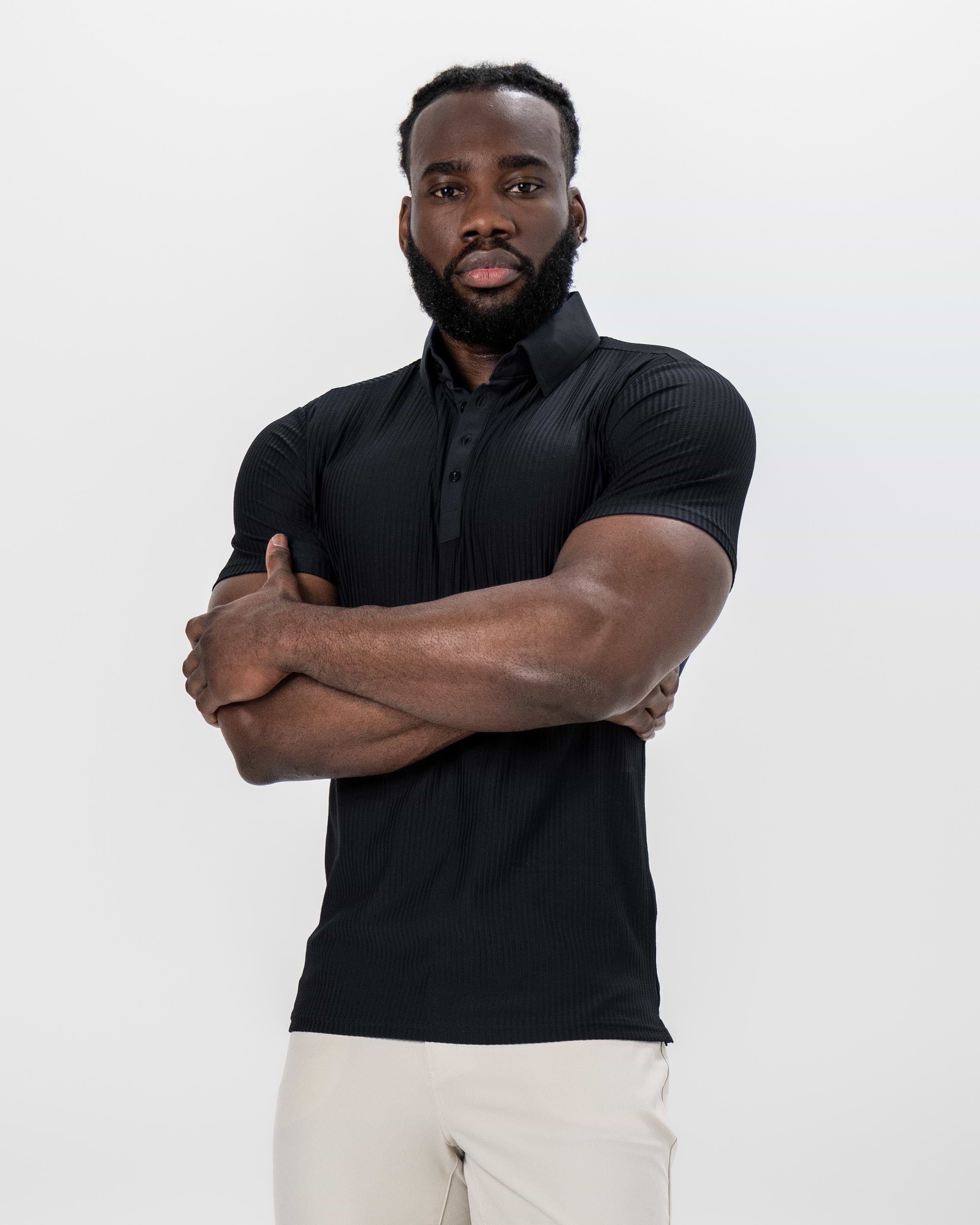 Seersucker Polo - Black