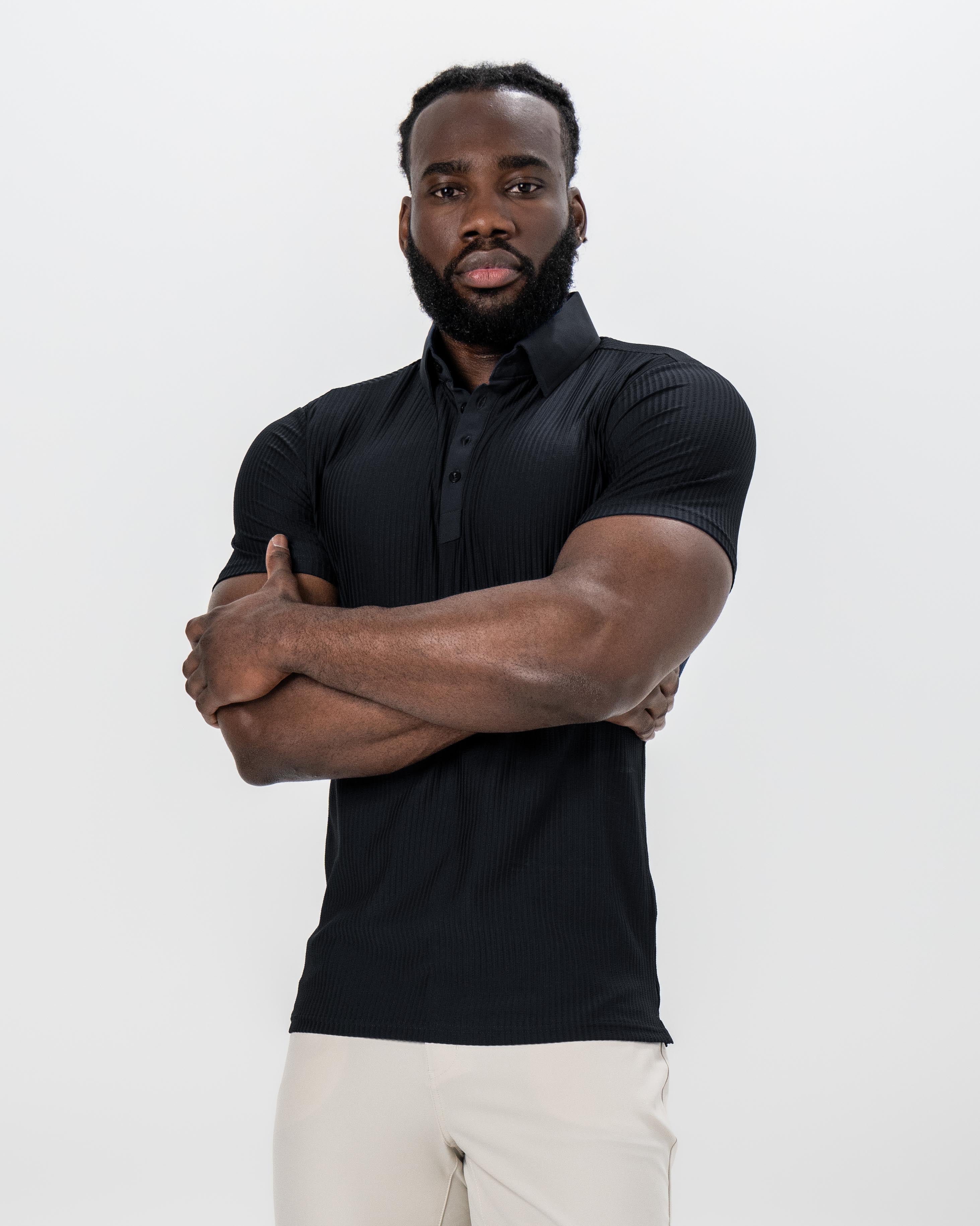 Seersucker Polo - Black