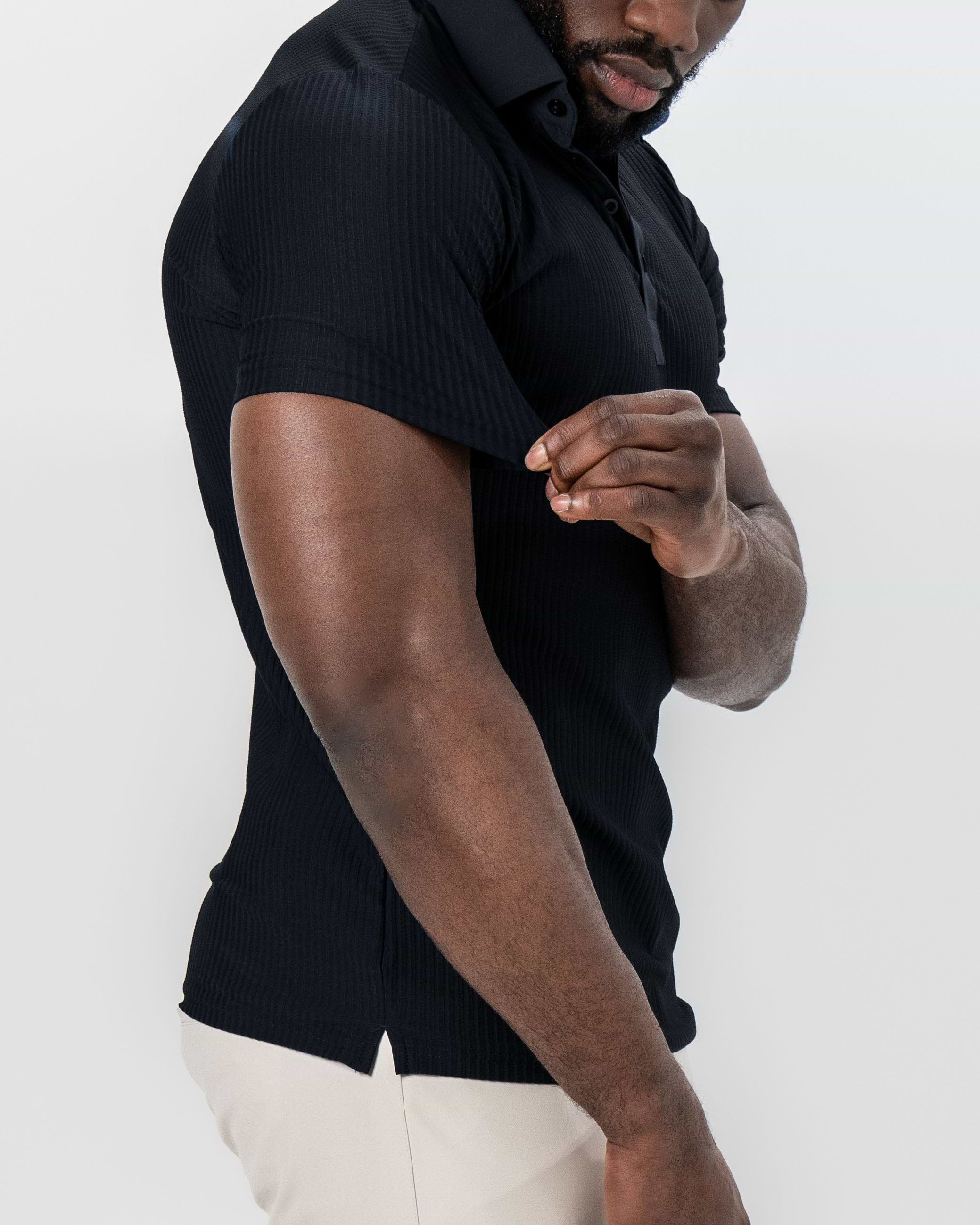 Seersucker Polo - Black