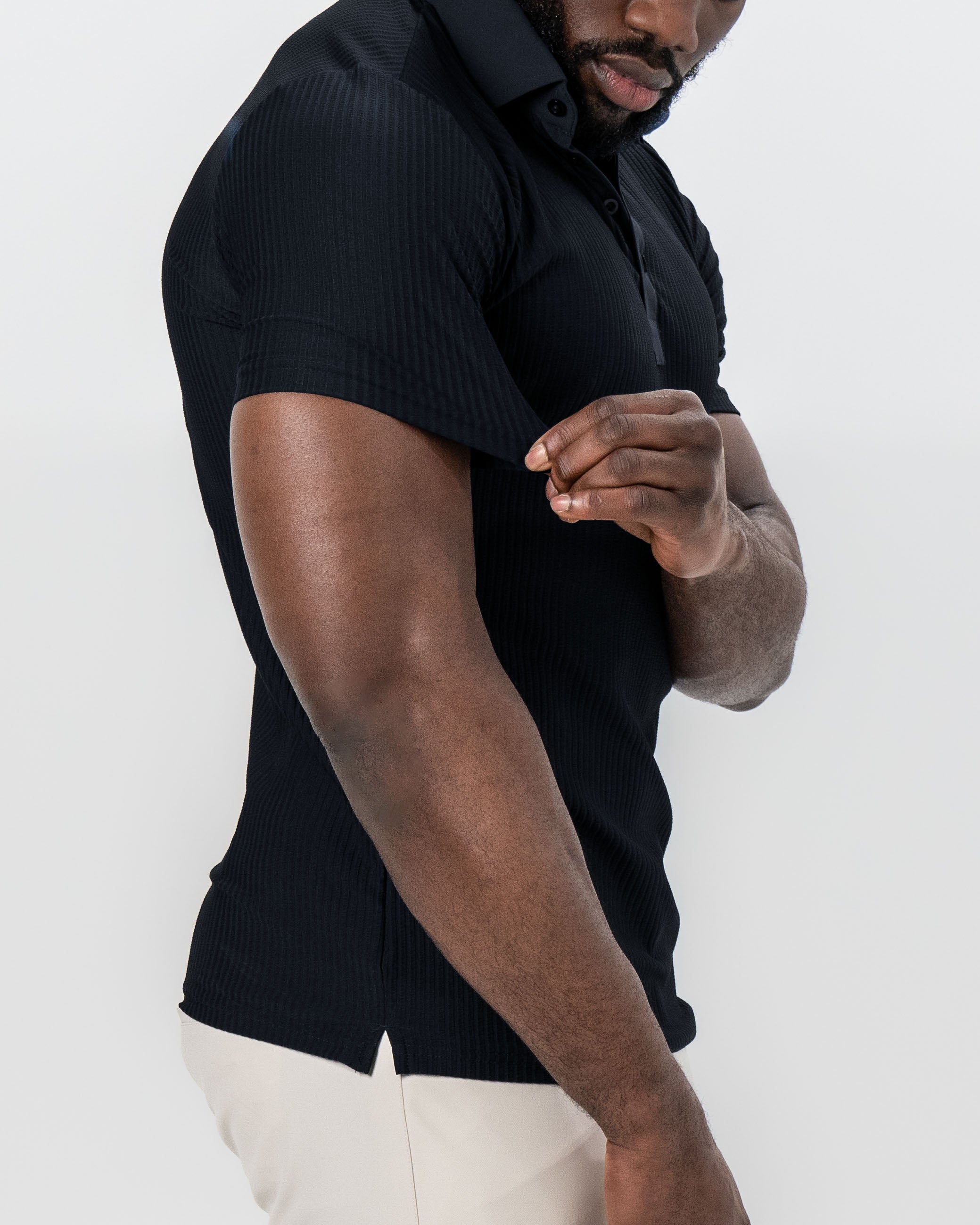 Seersucker Polo - Black