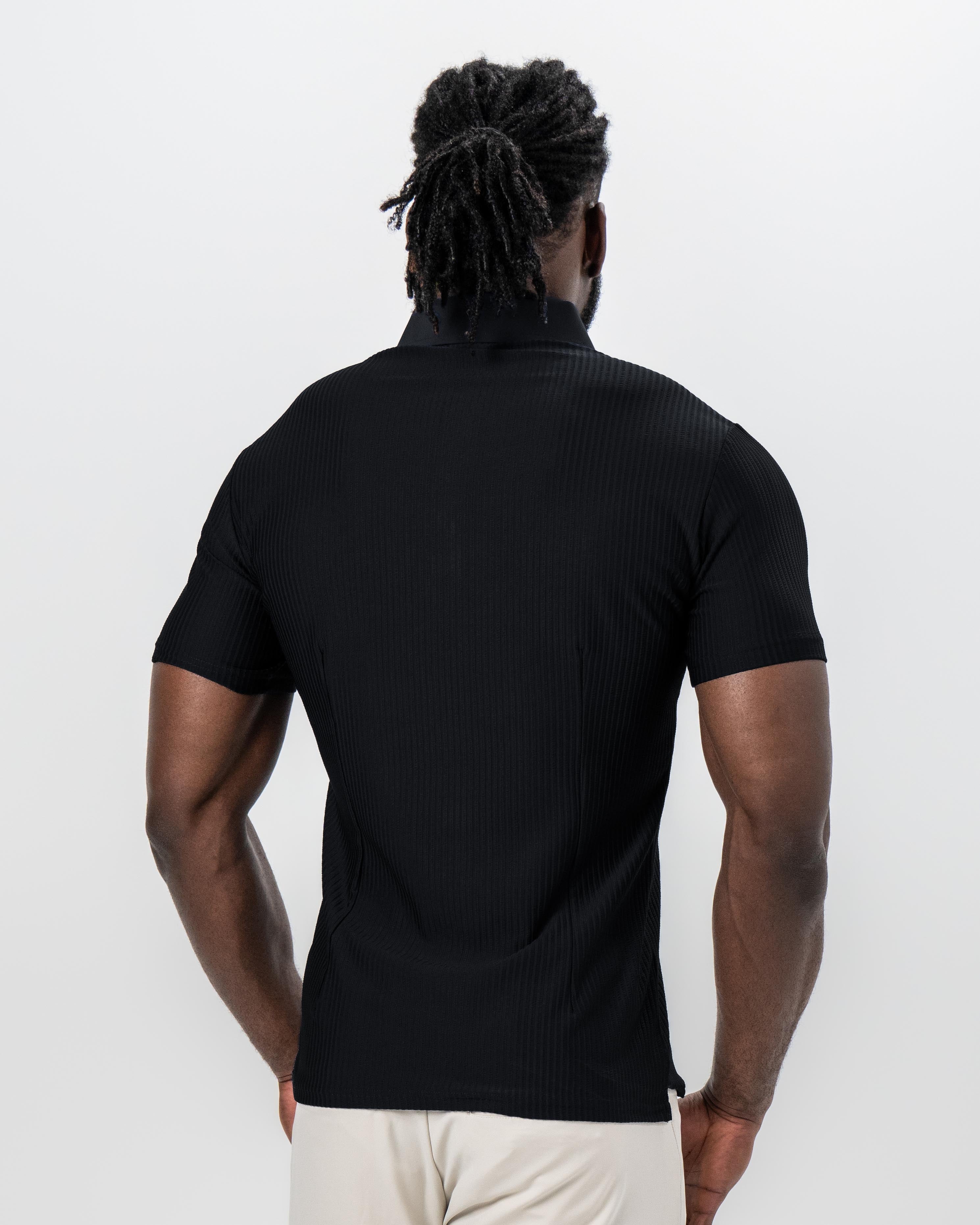 Seersucker Polo - Black