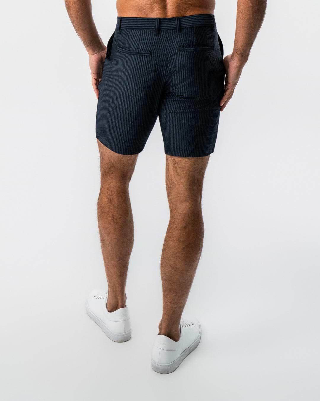 Athletic Fit Shorts - Navy & Black Seersucker