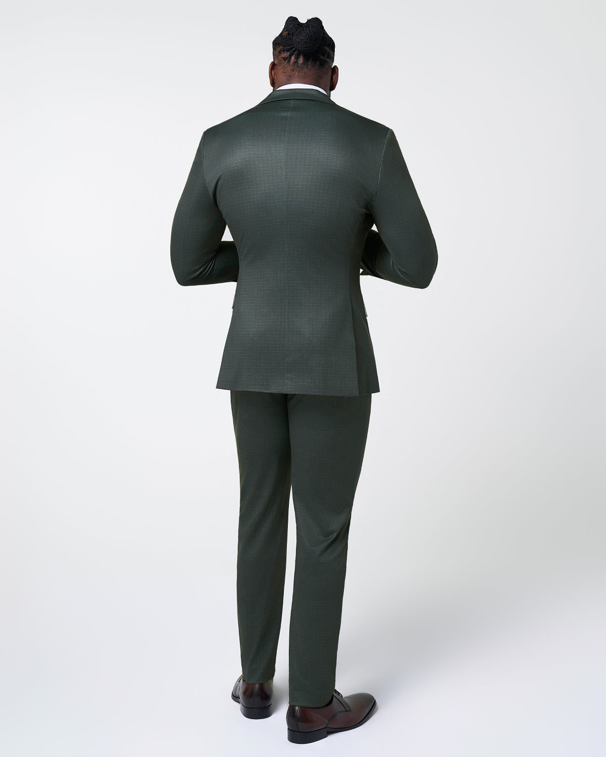 Athletic Fit Stretch Suit - Army Green Microcheck