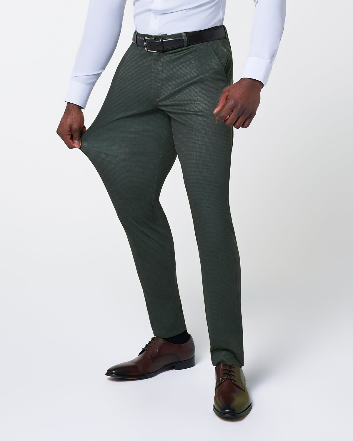 Athletic Fit Stretch Suit - Army Green Microcheck