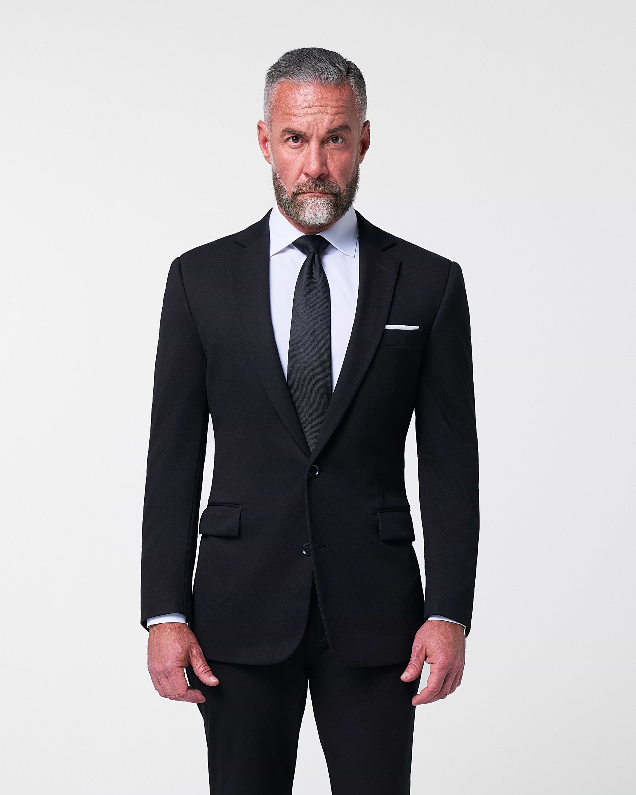 Athletic Fit Stretch Suit - Black