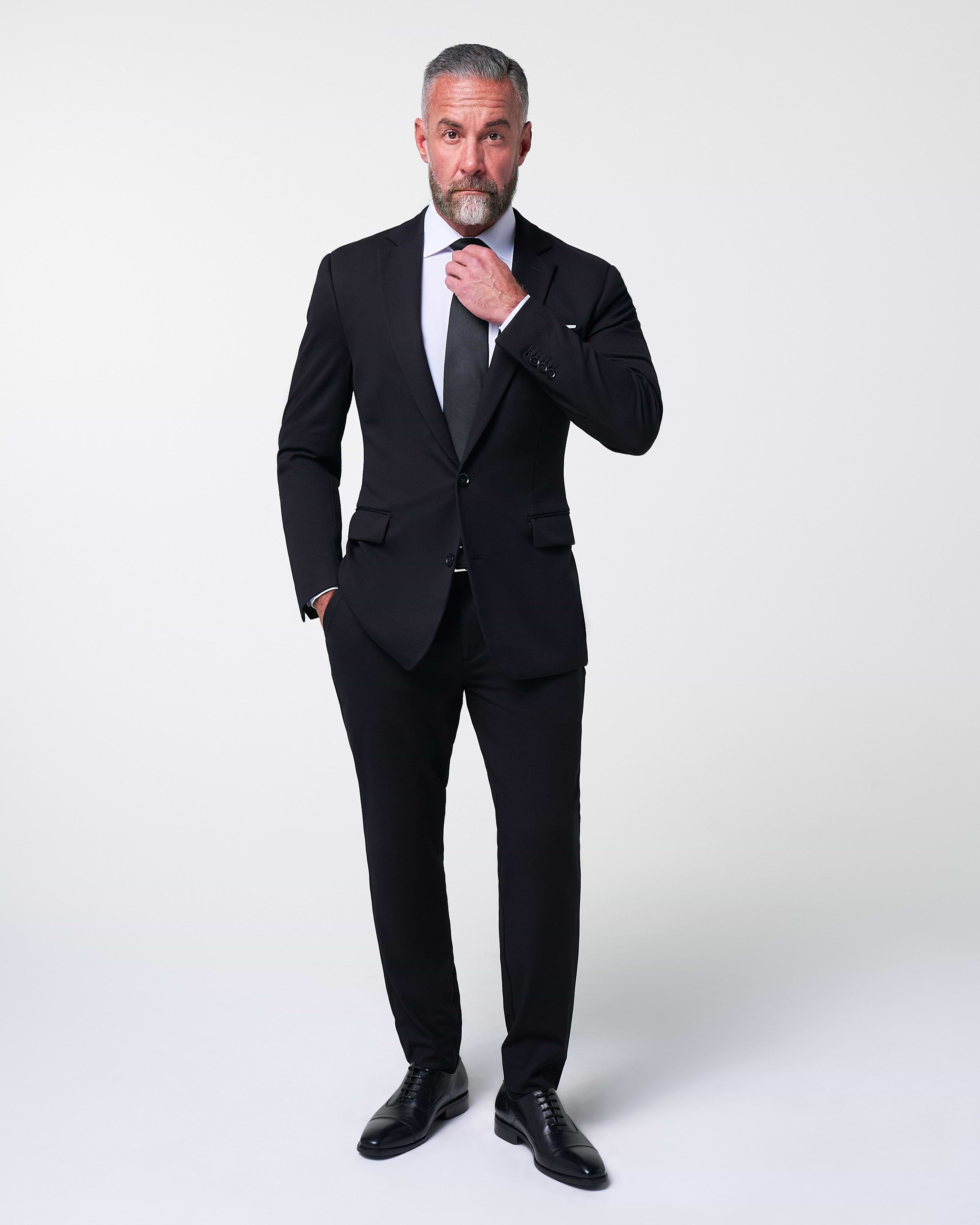 Athletic Fit Stretch Suit - Black