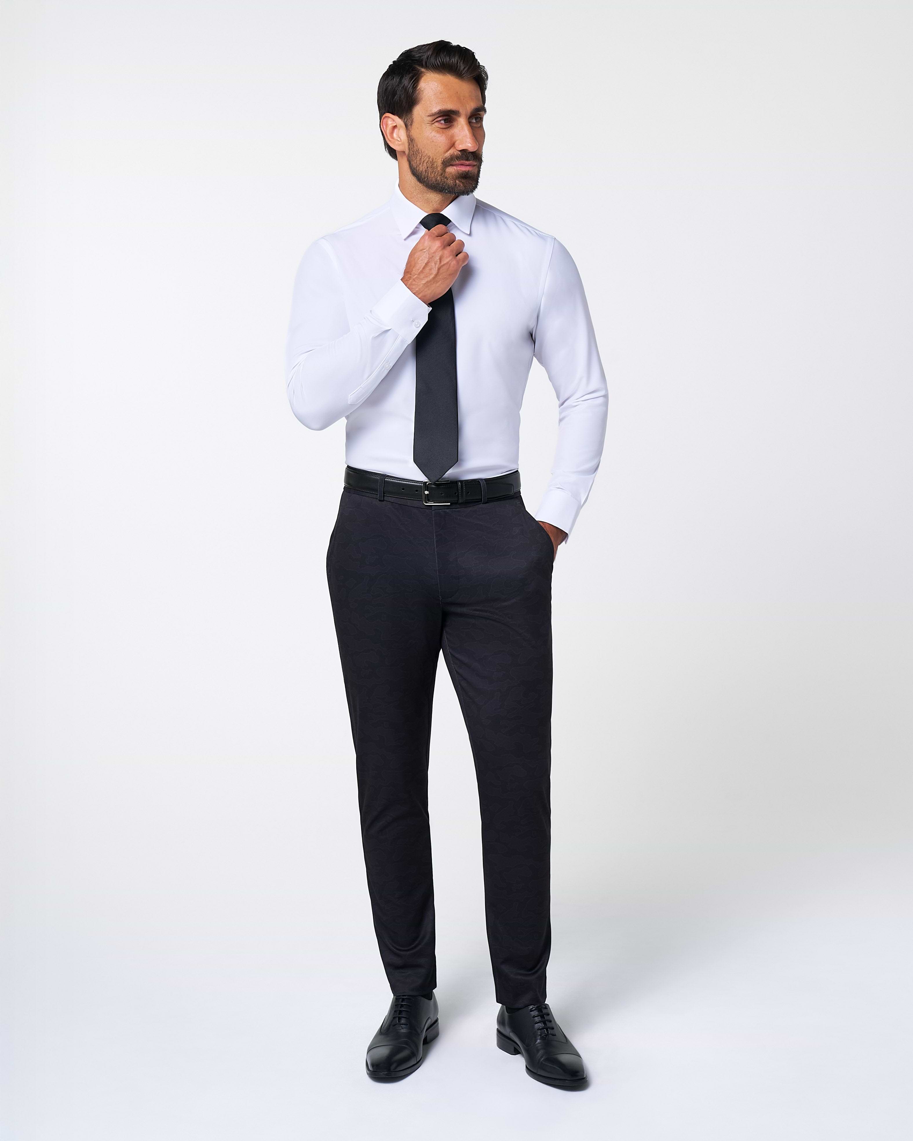 Athletic Fit Stretch Suit - Black, Grey & White Camo