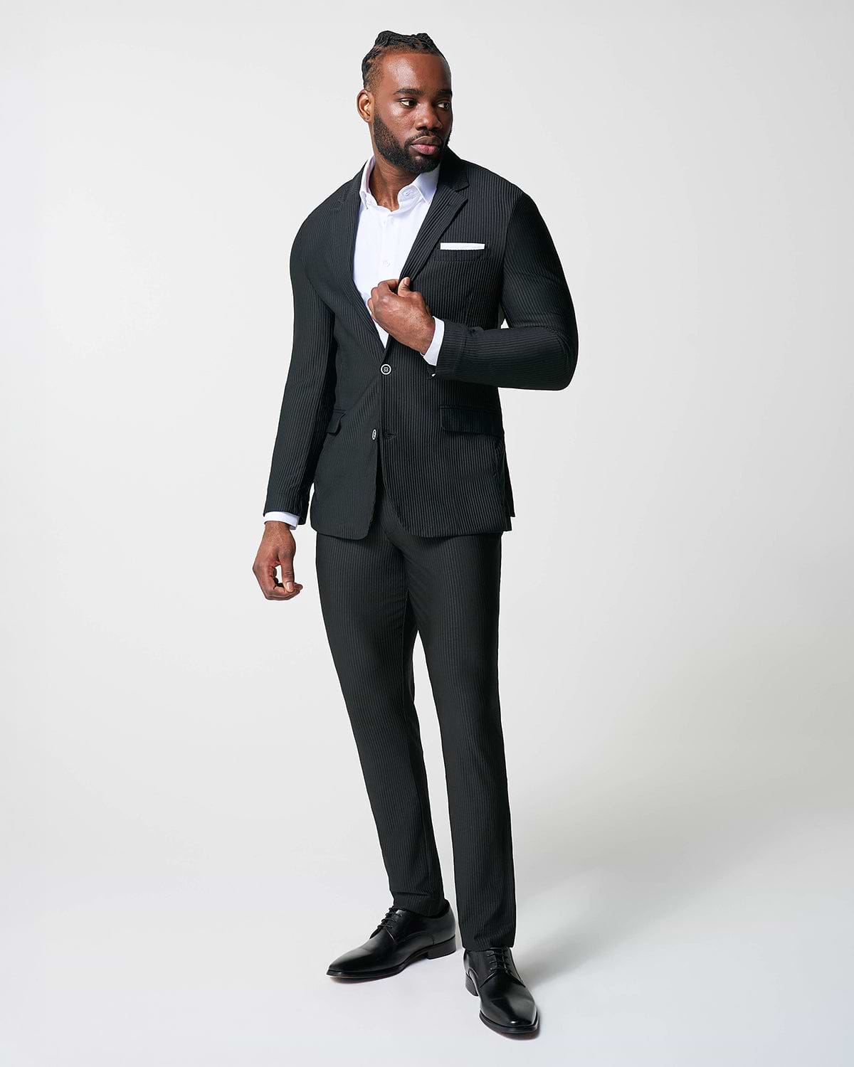 Athletic Fit Stretch Suit - Black Seersucker