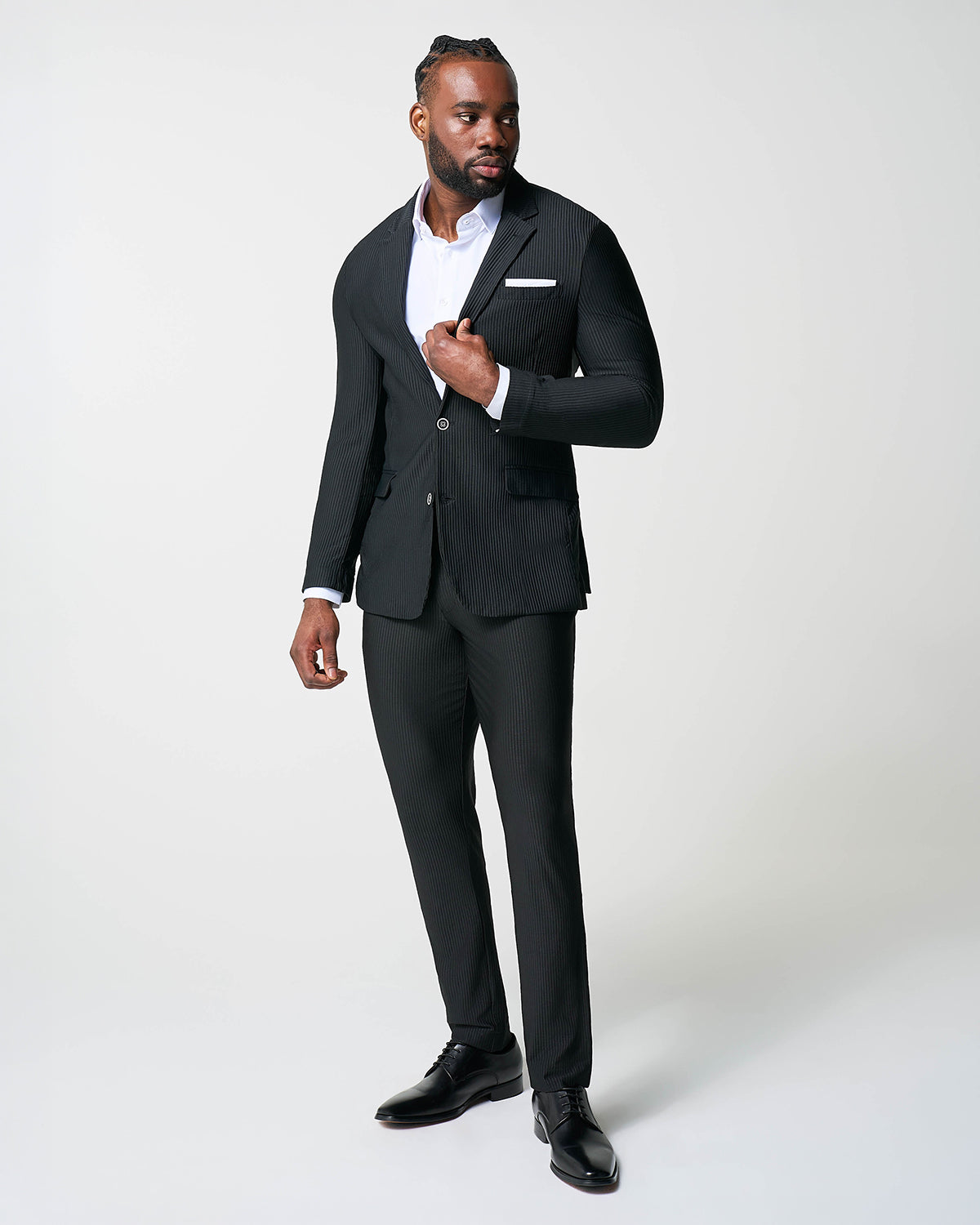 Athletic Fit Stretch Suit - Black Seersucker