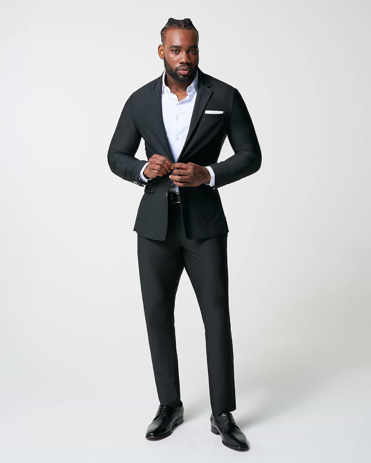 Athletic Fit Stretch Suit - Black Seersucker