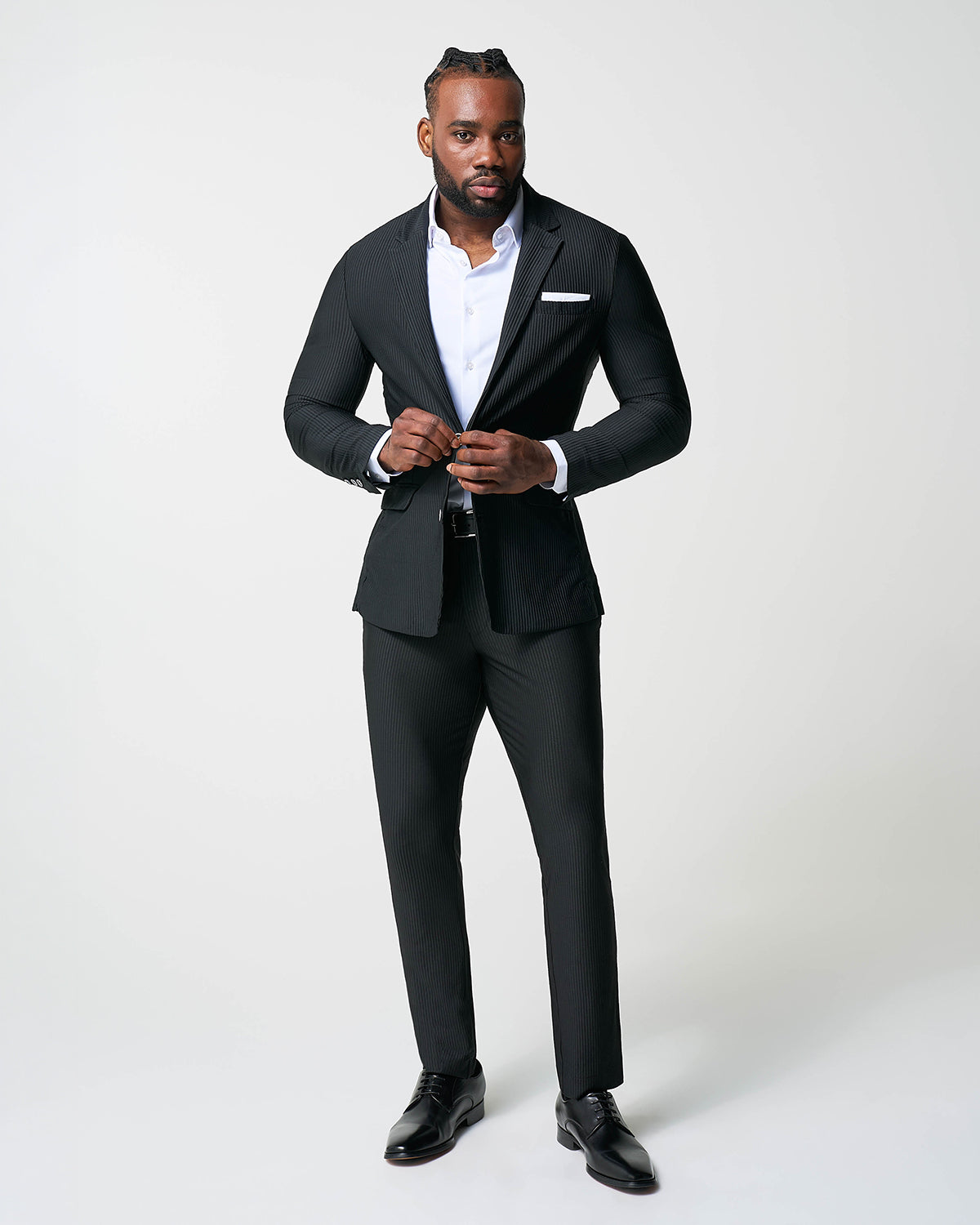 Athletic Fit Stretch Suit - Black Seersucker