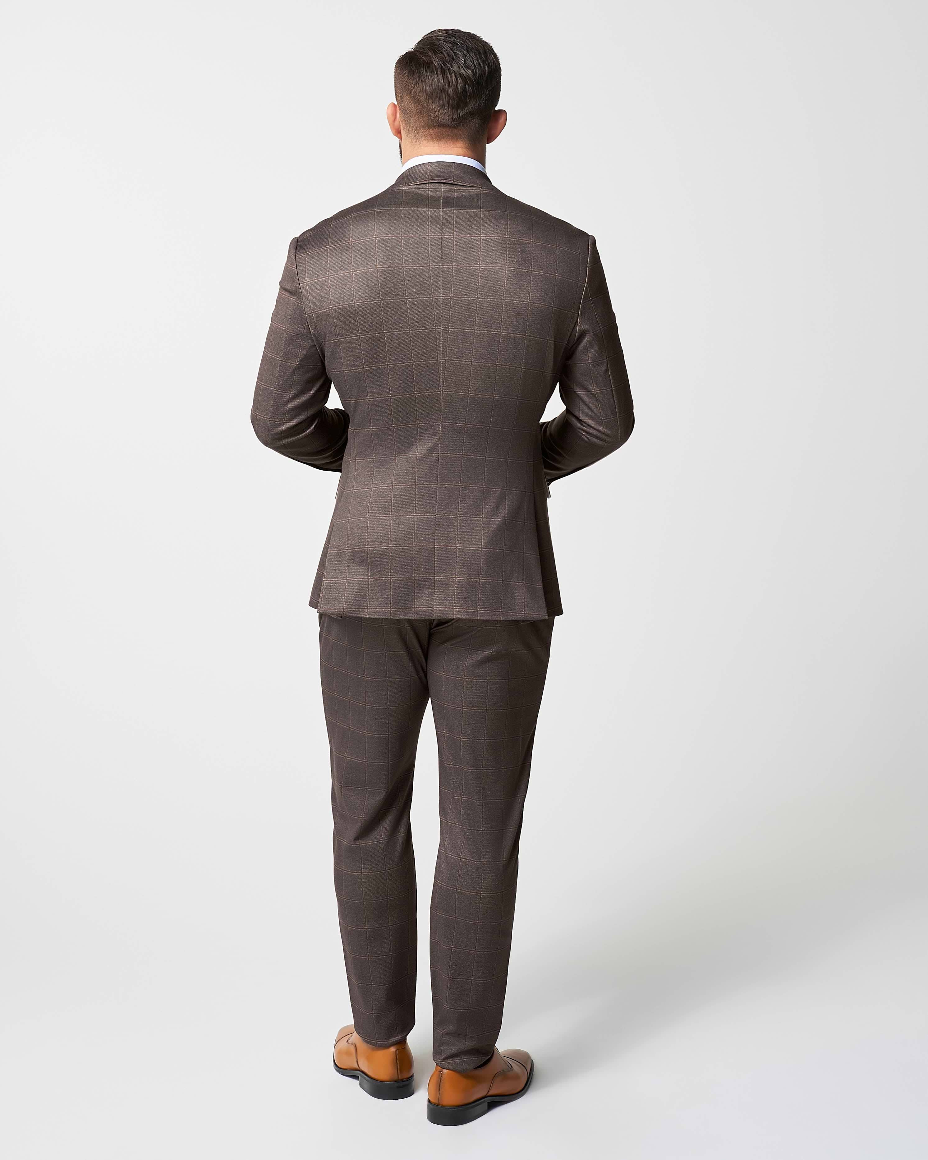 Athletic Fit Stretch Suit - Bronzed Brown Big Windowpane