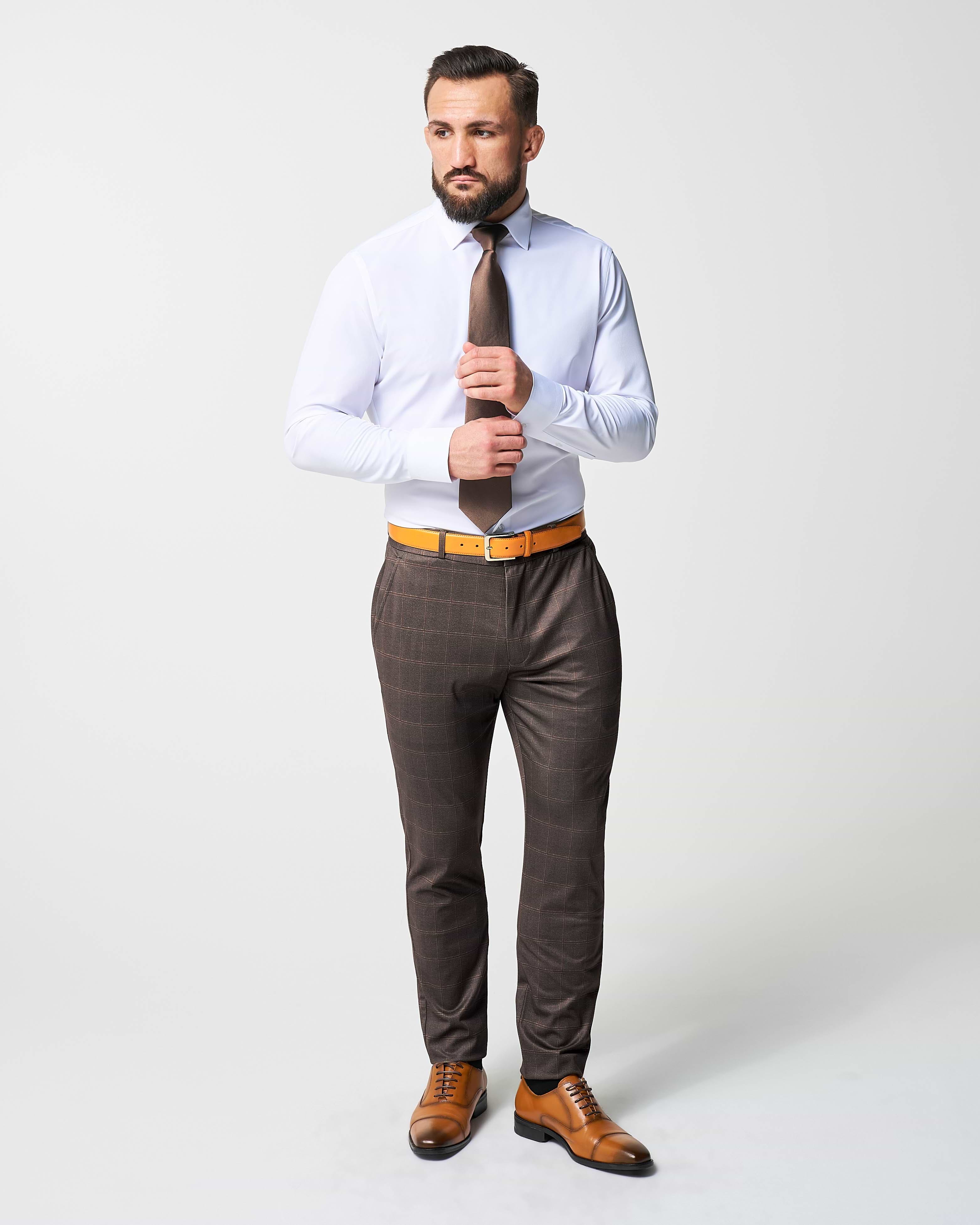 Athletic Fit Stretch Suit - Bronzed Brown Big Windowpane