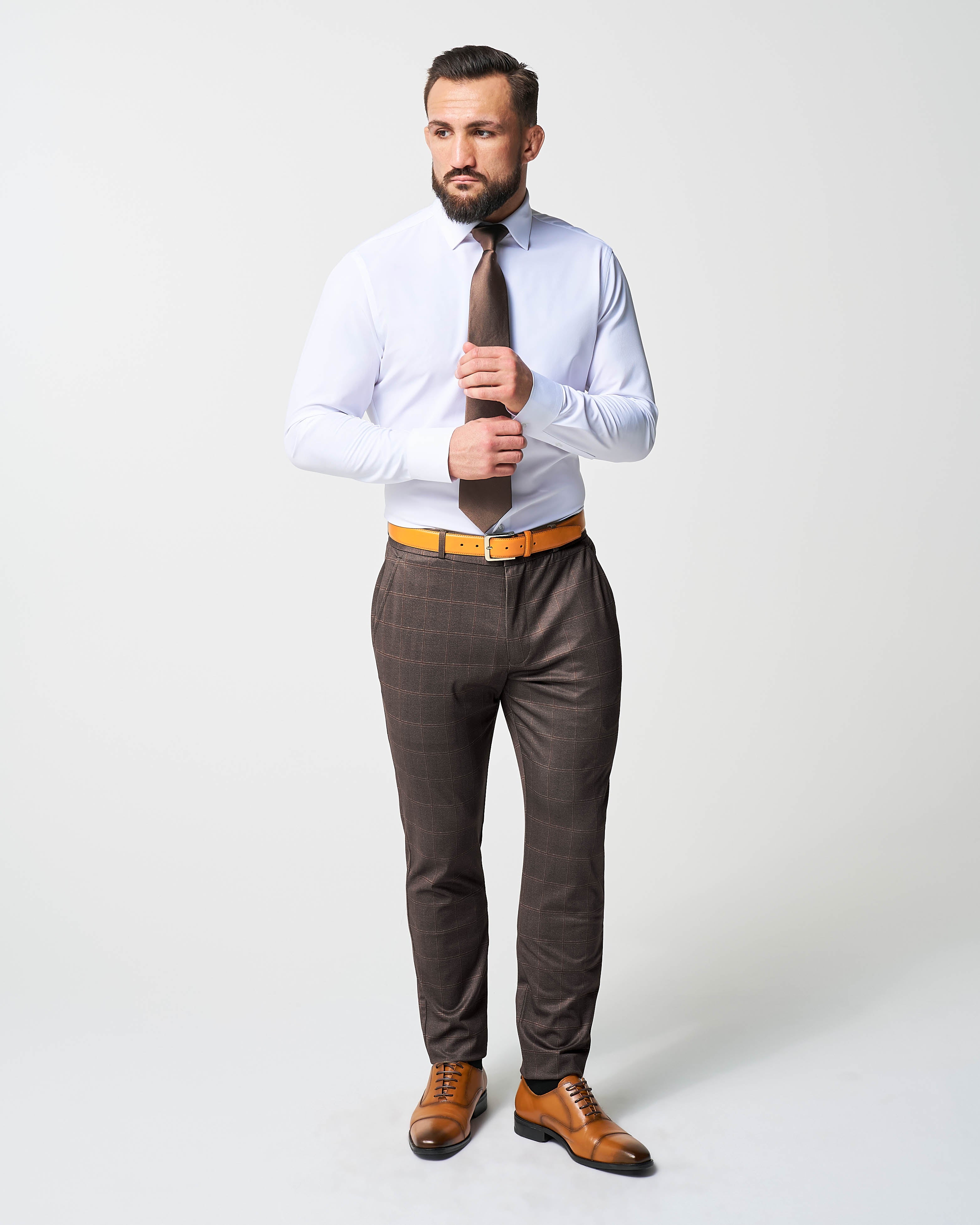 Athletic Fit Stretch Suit - Bronzed Brown Big Windowpane