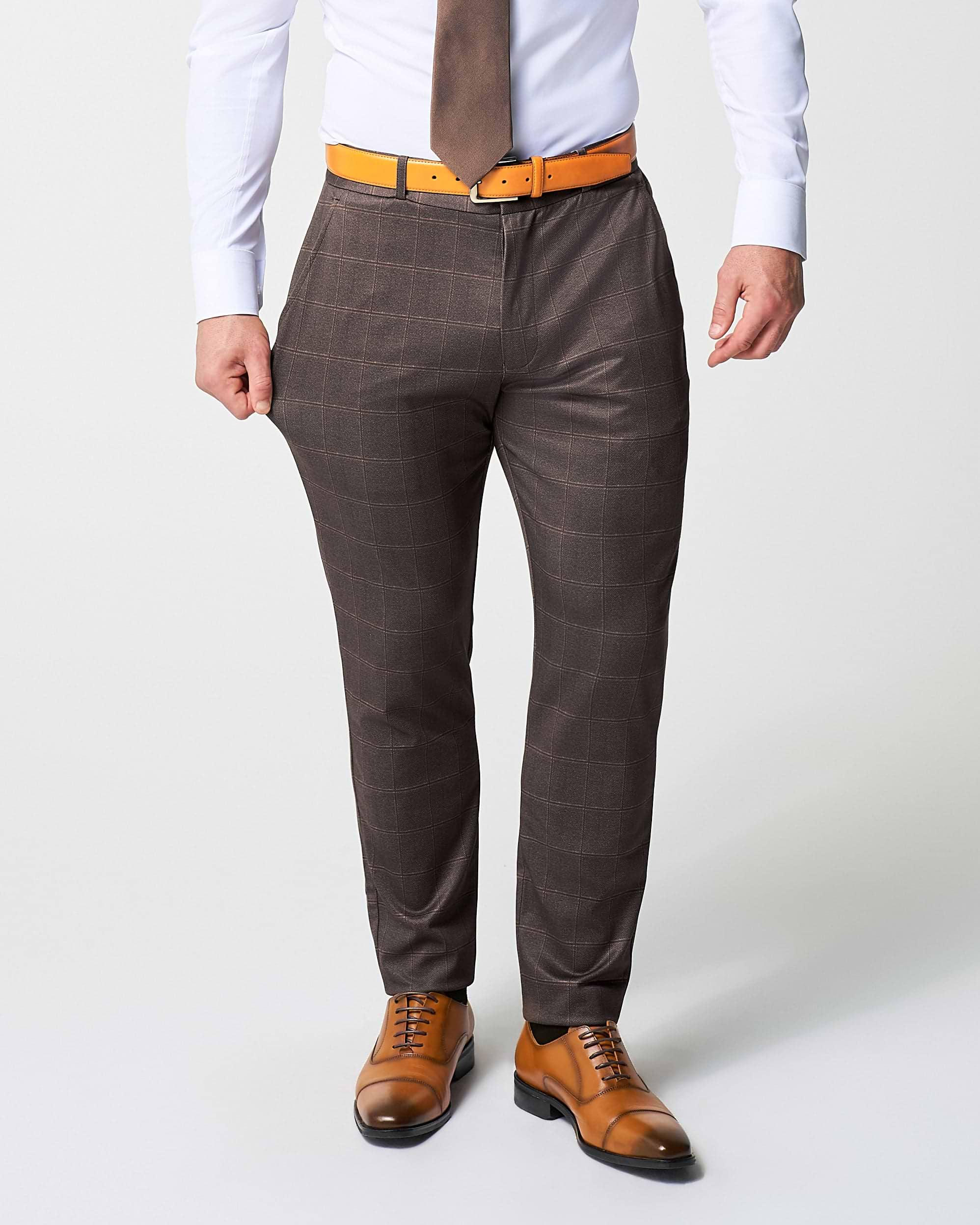 Athletic Fit Stretch Suit - Bronzed Brown Big Windowpane
