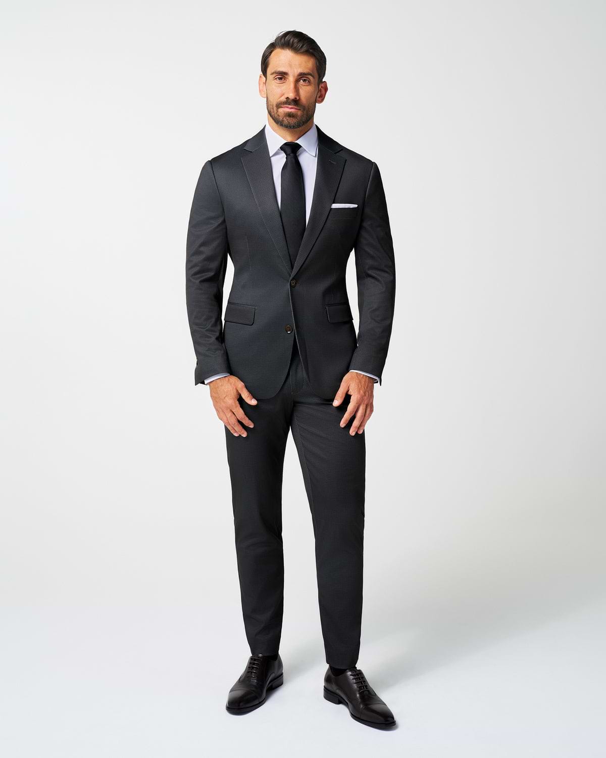 Athletic Fit Stretch Suit - Charcoal Microcheck