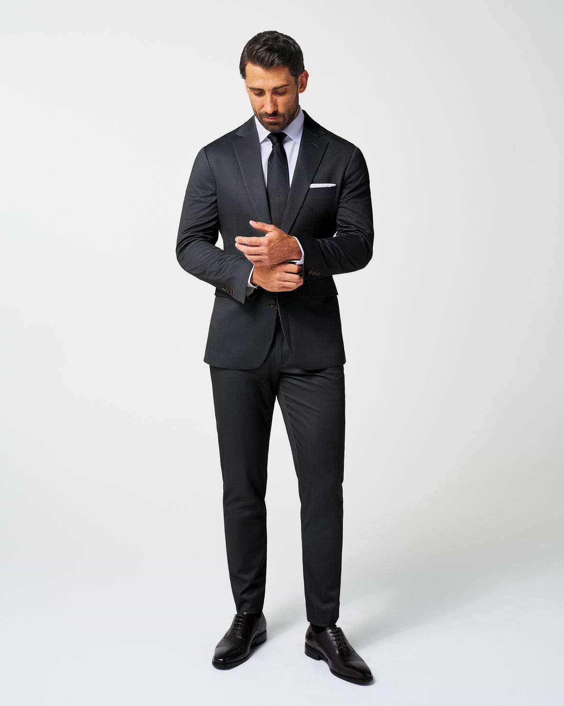 Athletic Fit Stretch Blazer - Charcoal Microcheck