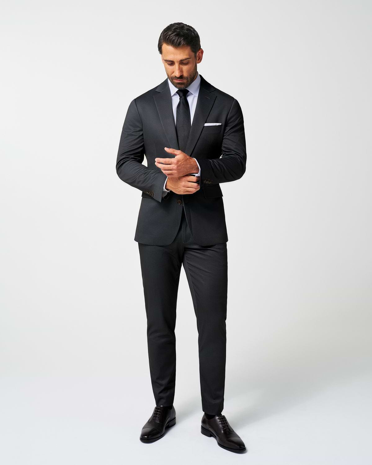 Athletic Fit Stretch Suit - Charcoal Microcheck