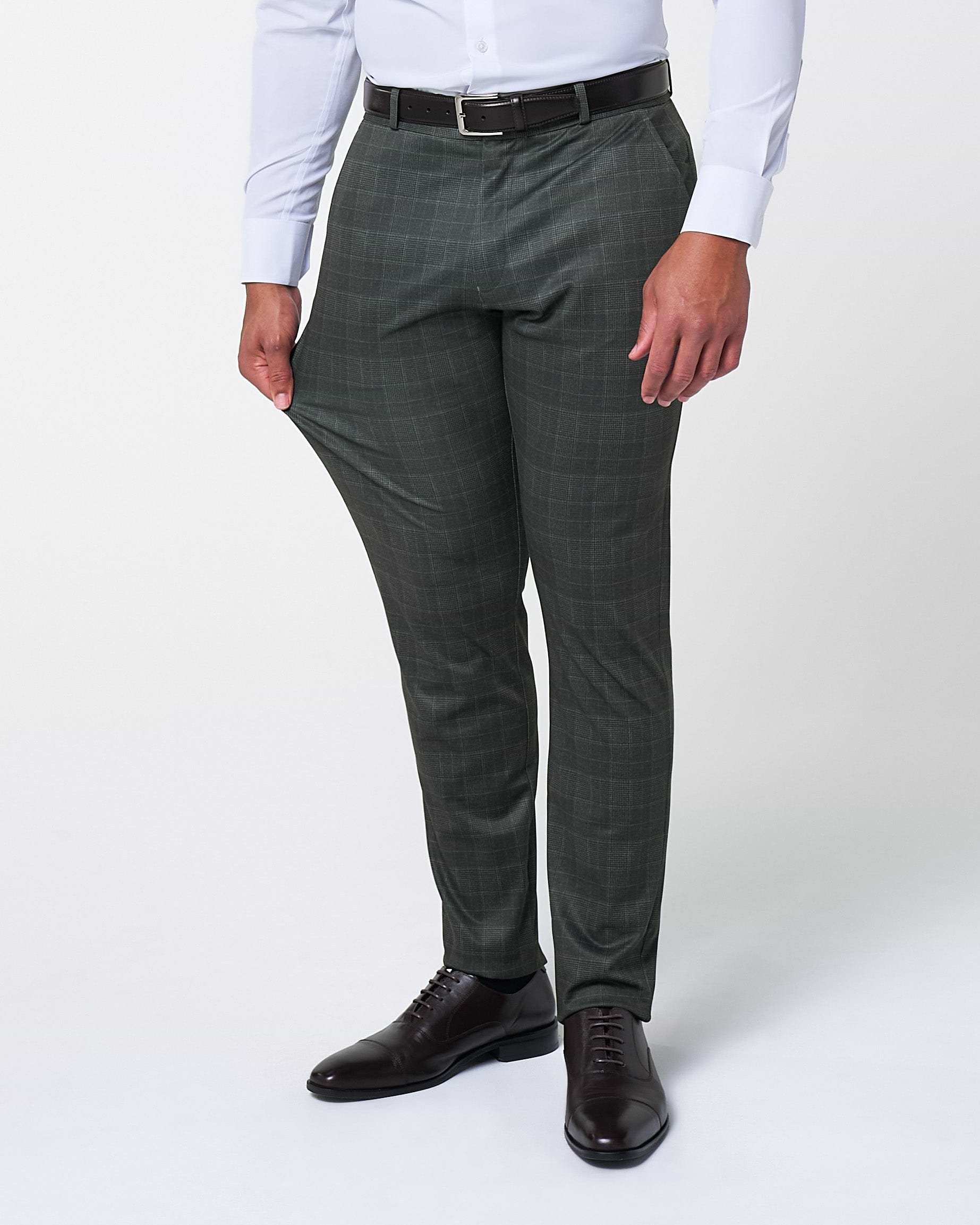 Athletic Fit Stretch Suit - Charcoal Plaid