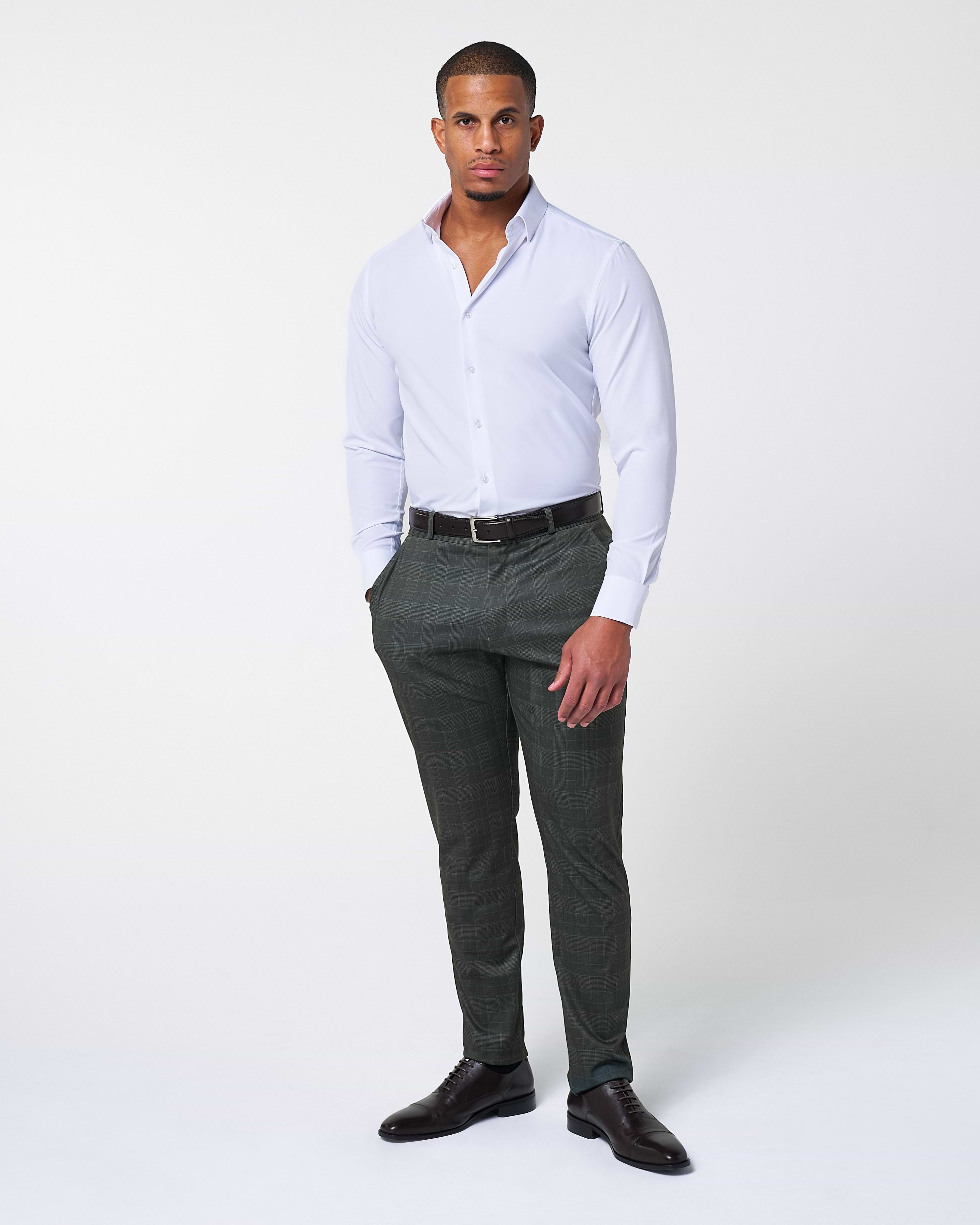 Athletic Fit Stretch Suit - Charcoal Plaid