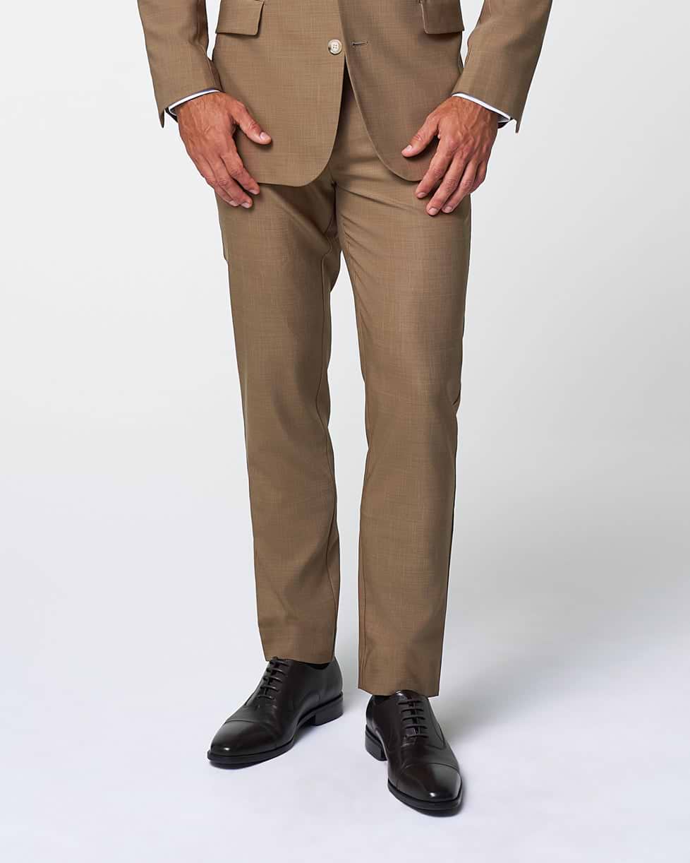 Athletic Fit Stretch Suit Pants - Heathered Cappuccino