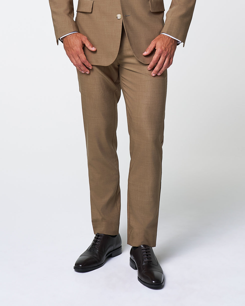 Athletic Fit Stretch Suit Pants - Heathered Cappuccino