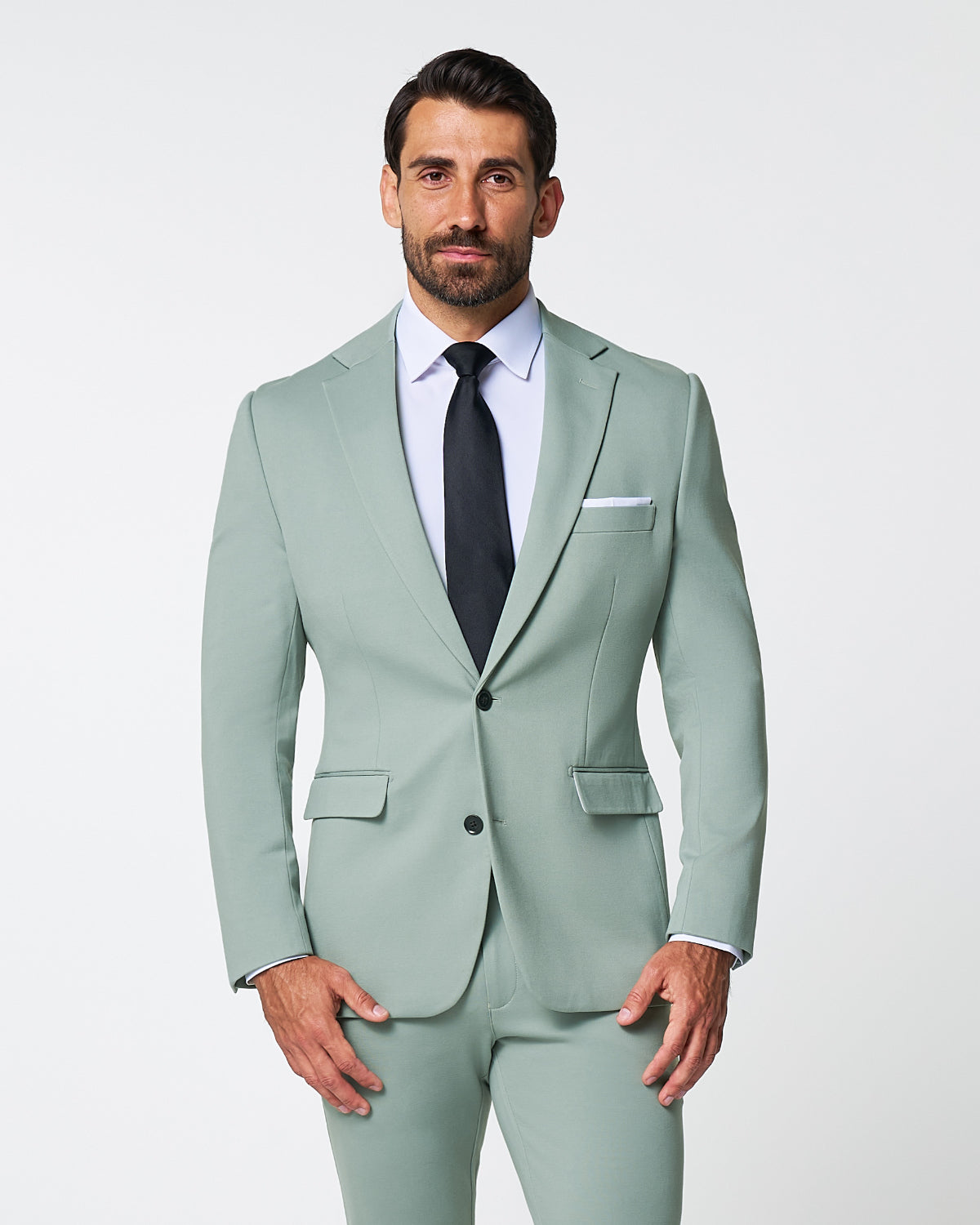 Athletic Fit Stretch Suit - Solid Dusty Sage