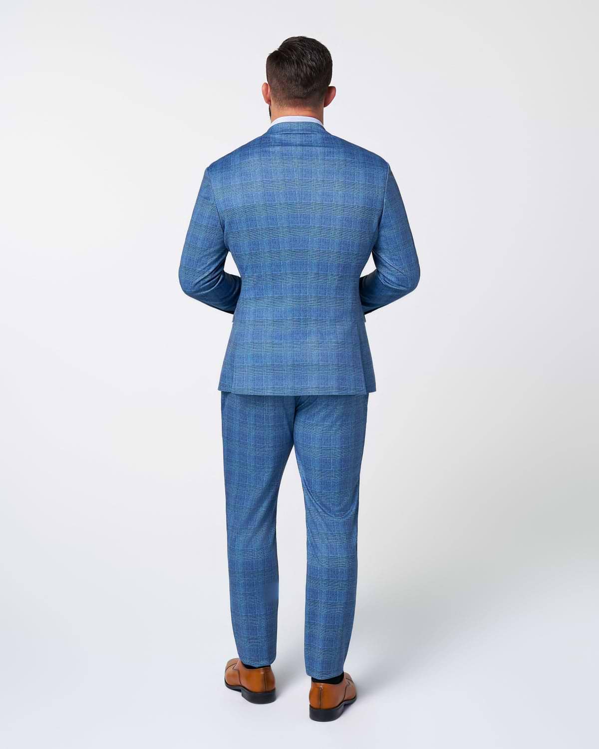 Athletic Fit Stretch Suit - Electric Blue Plaid